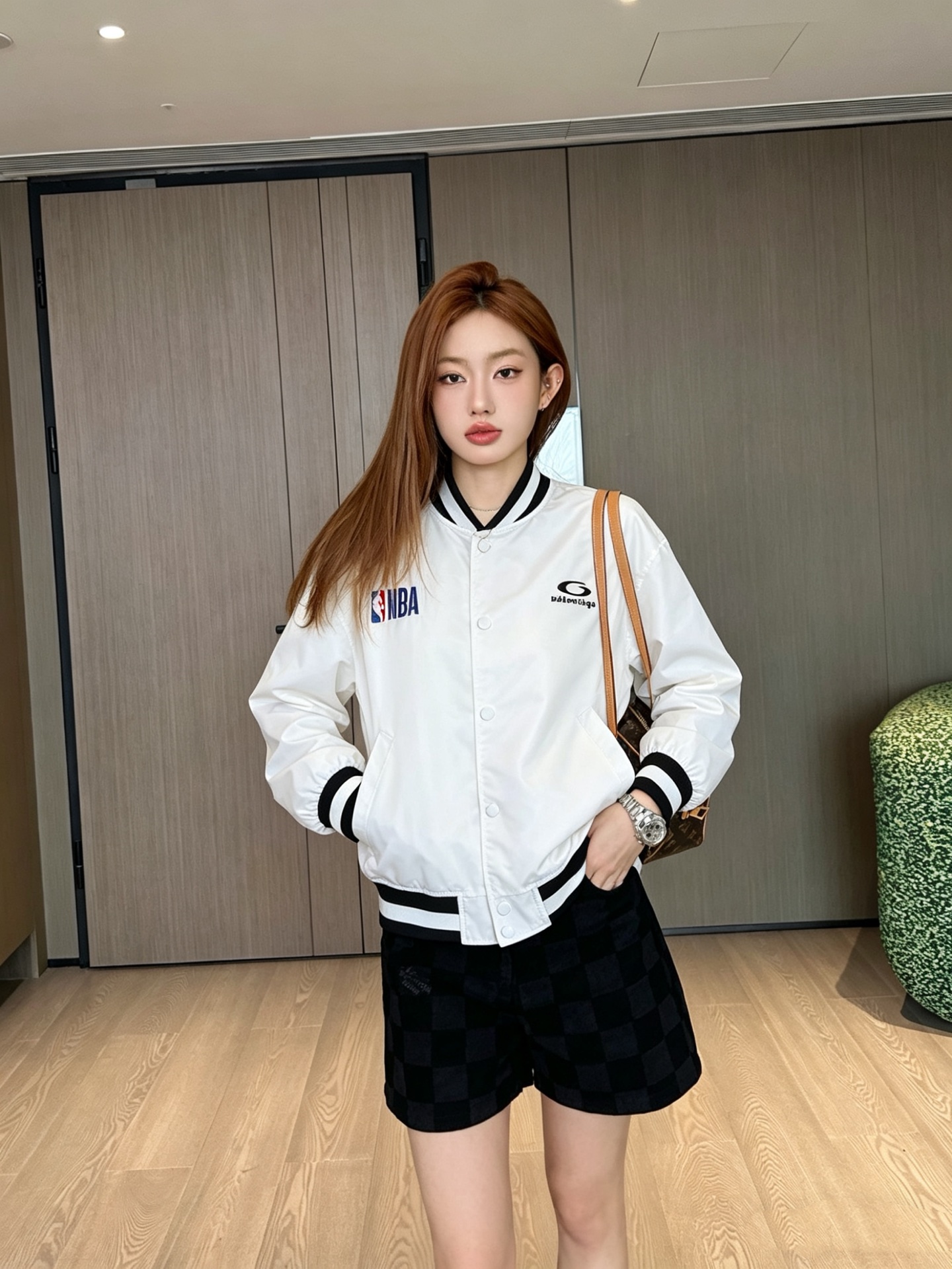 Balenciaga BLCG 26SS NBA Collaboration Embroidery Bomber Jacket Style 2