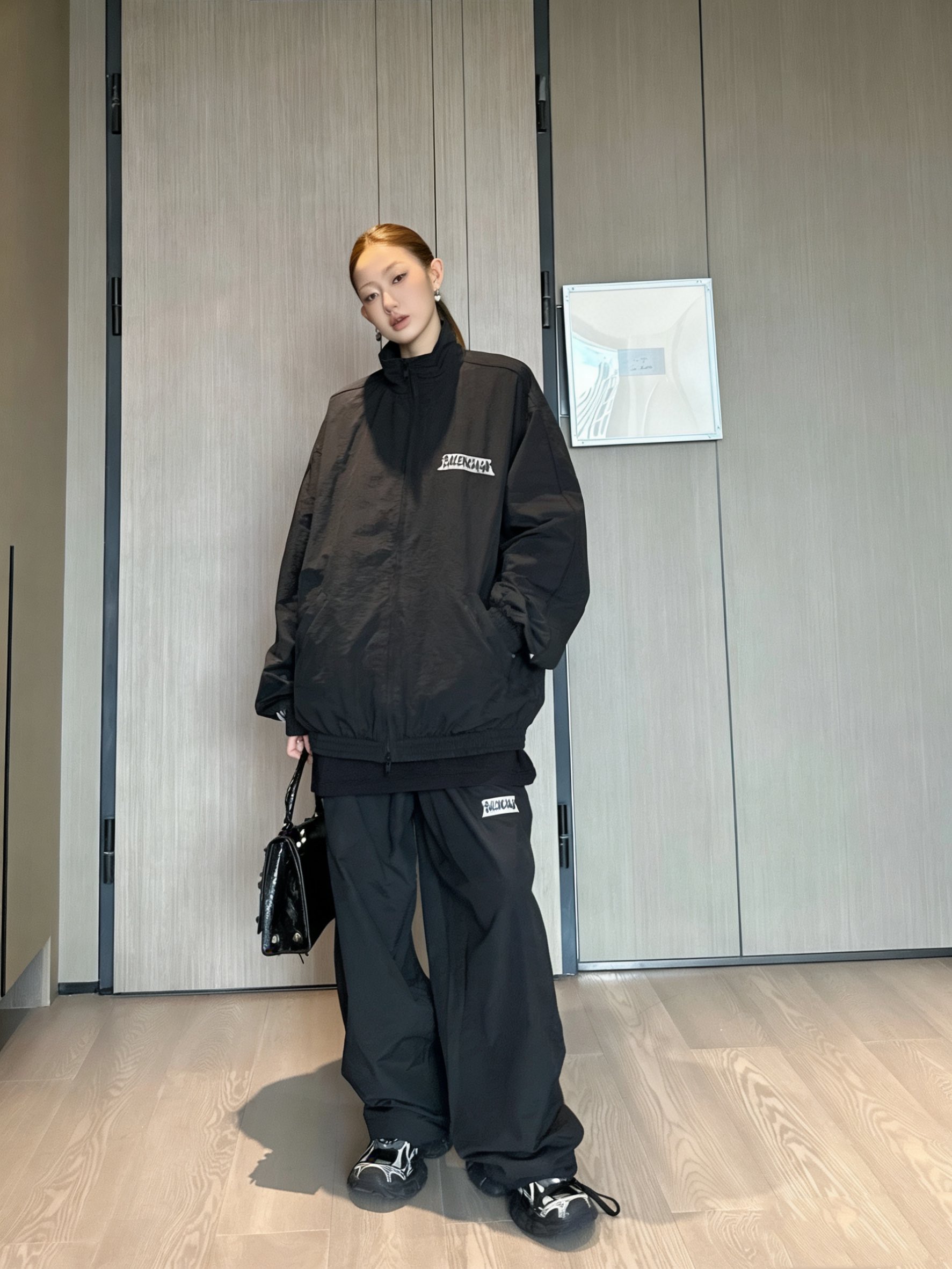 BLCG 26SS White Tape Print Tracksuit Pants