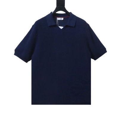 Brunello Cucinelli BC Seagull Collar Knitted Short Sleeve Polo Shirt Style 1 02