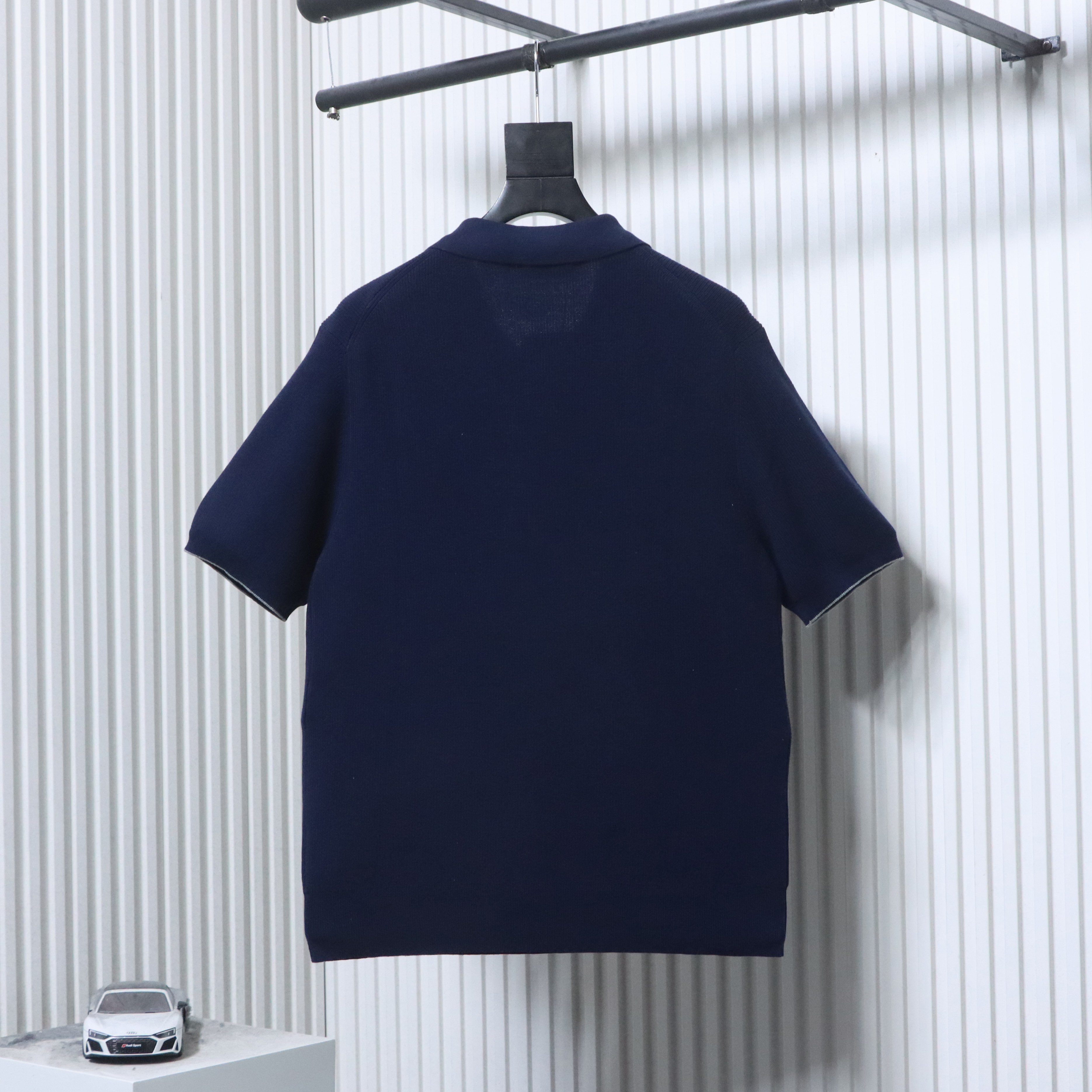 Brunello Cucinelli BC Seagull Collar Knitted Short Sleeve Polo Shirt Style 1