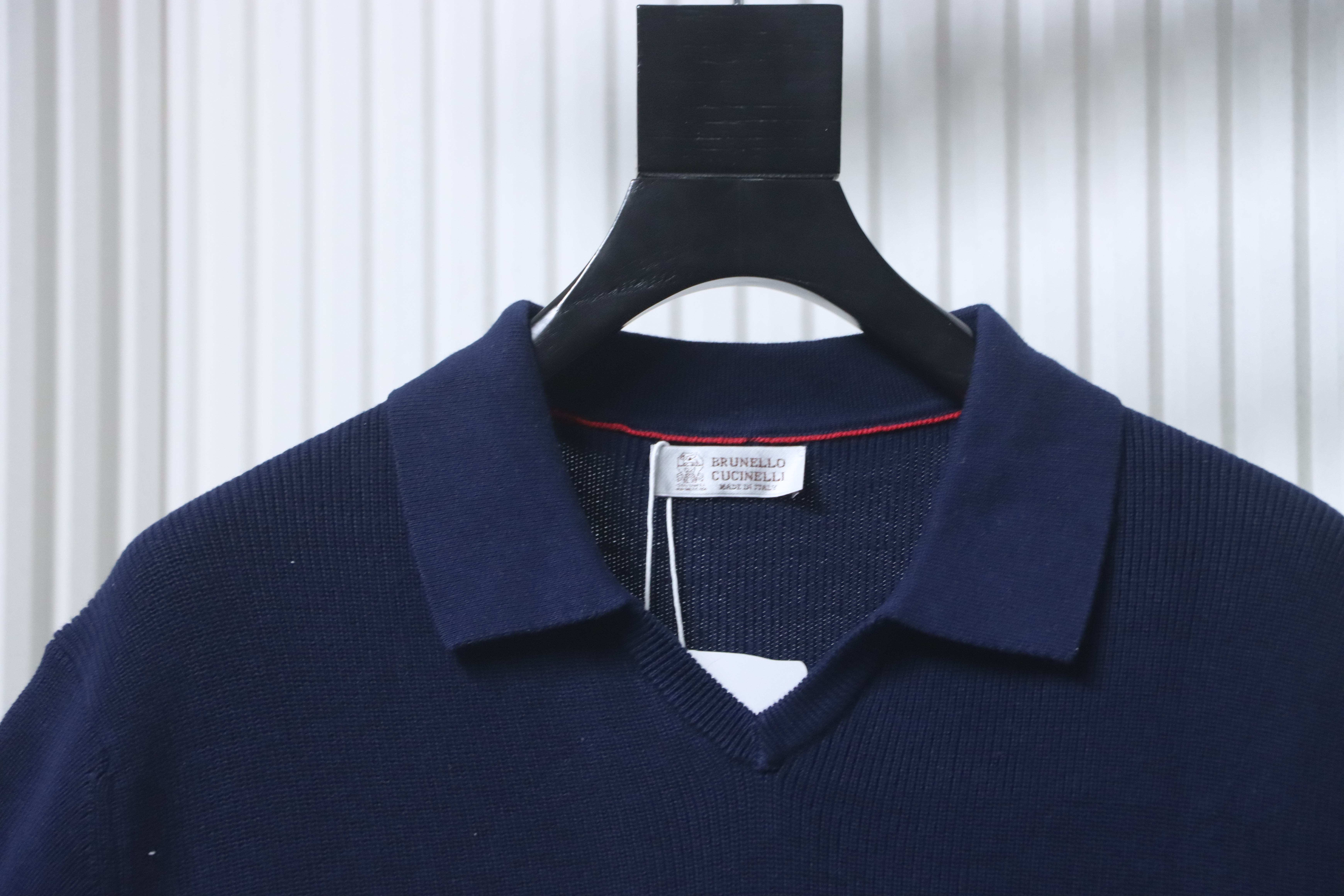 Brunello Cucinelli BC Seagull Collar Knitted Short Sleeve Polo Shirt Style 1