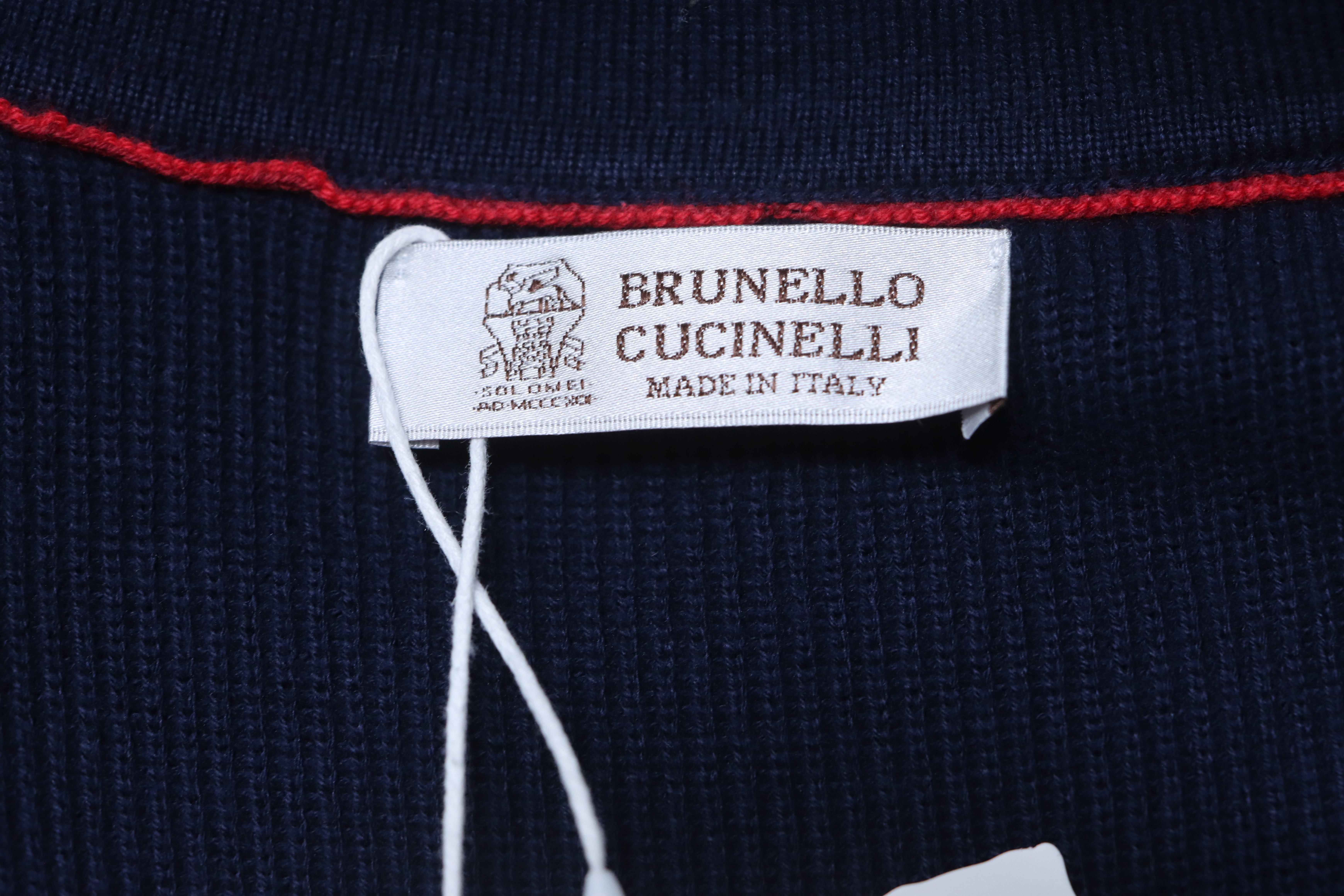 Brunello Cucinelli BC Seagull Collar Knitted Short Sleeve Polo Shirt Style 1