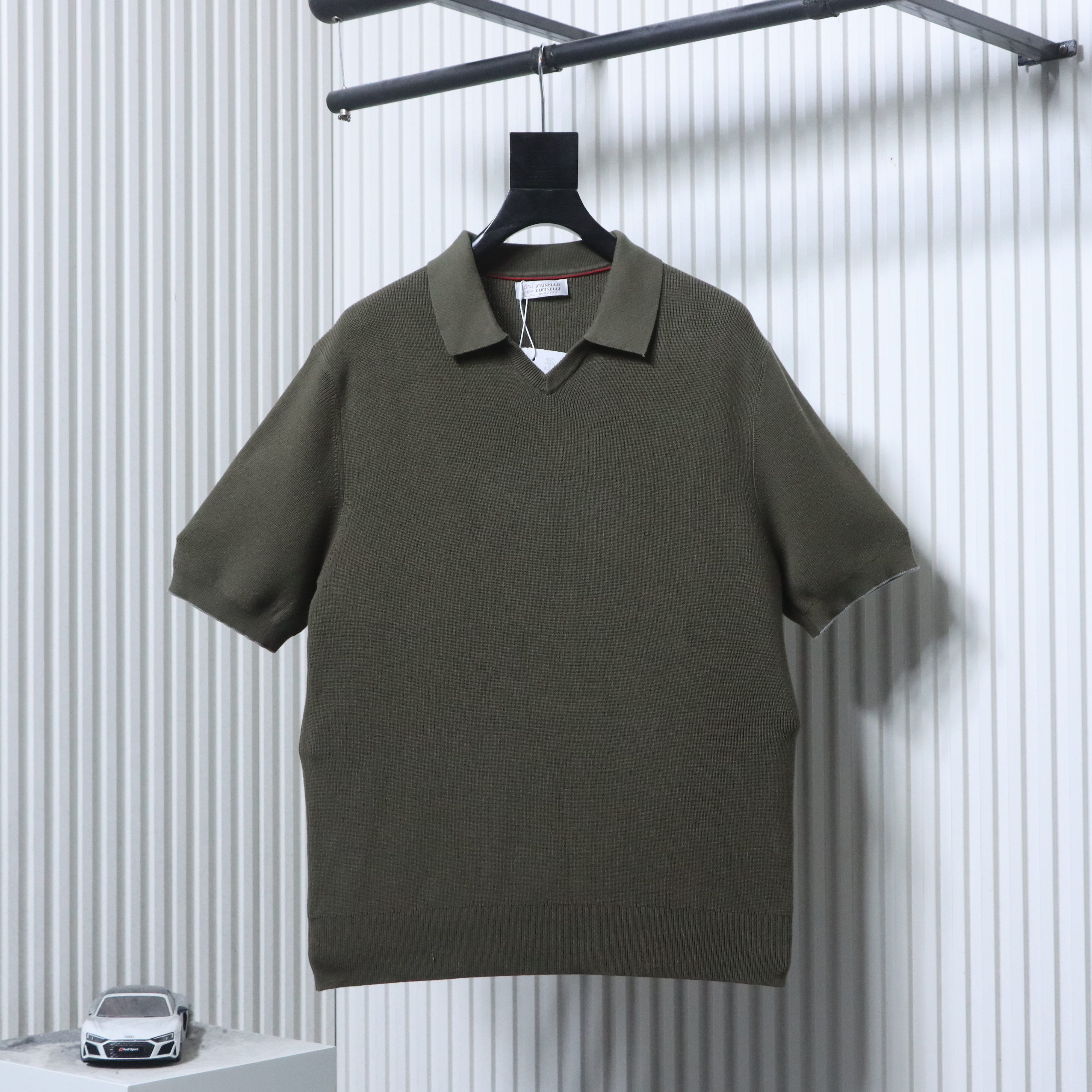 Brunello Cucinelli BC Seagull Collar Knitted Short Sleeve Polo Shirt Style 2