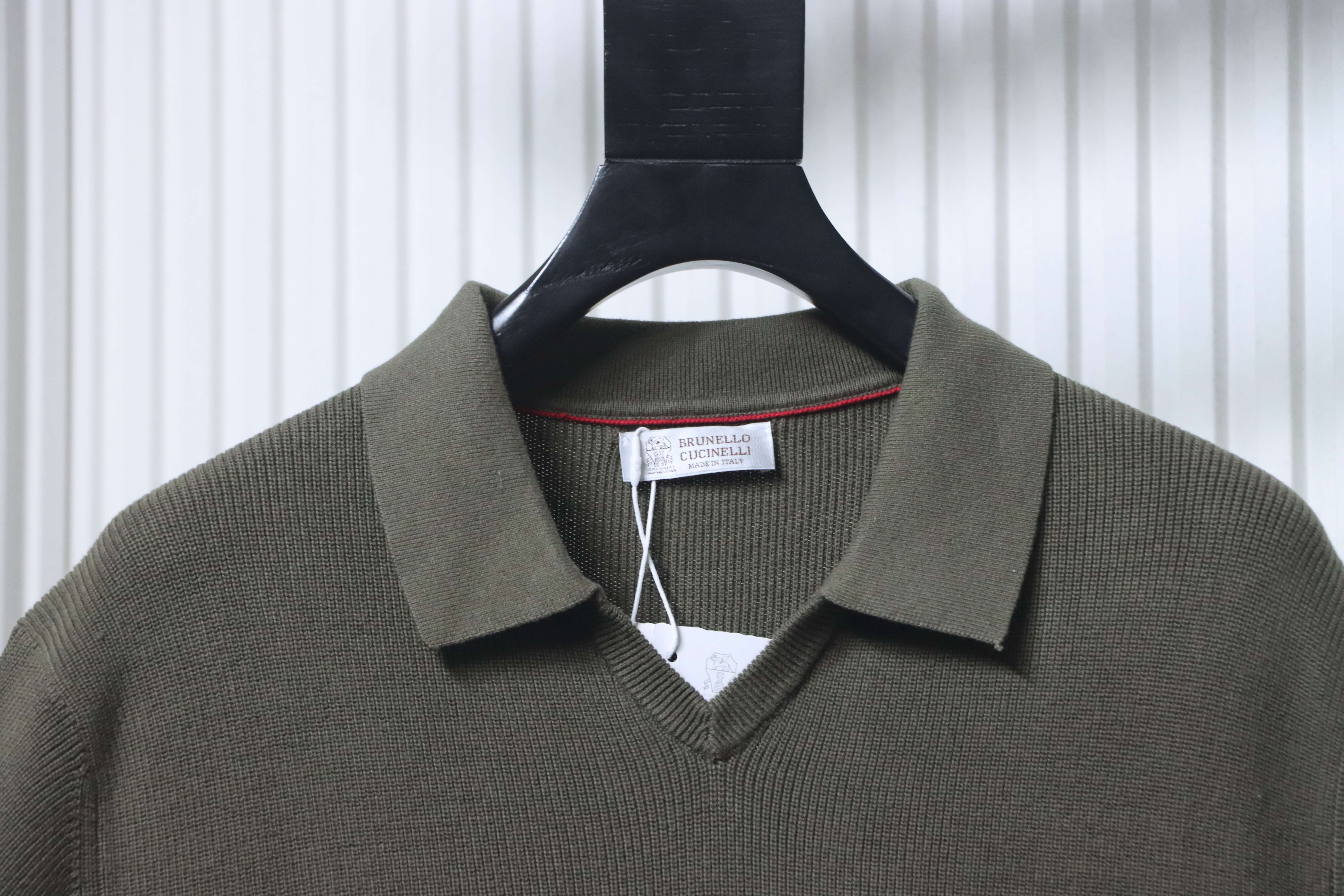 Brunello Cucinelli BC Seagull Collar Knitted Short Sleeve Polo Shirt Style 2