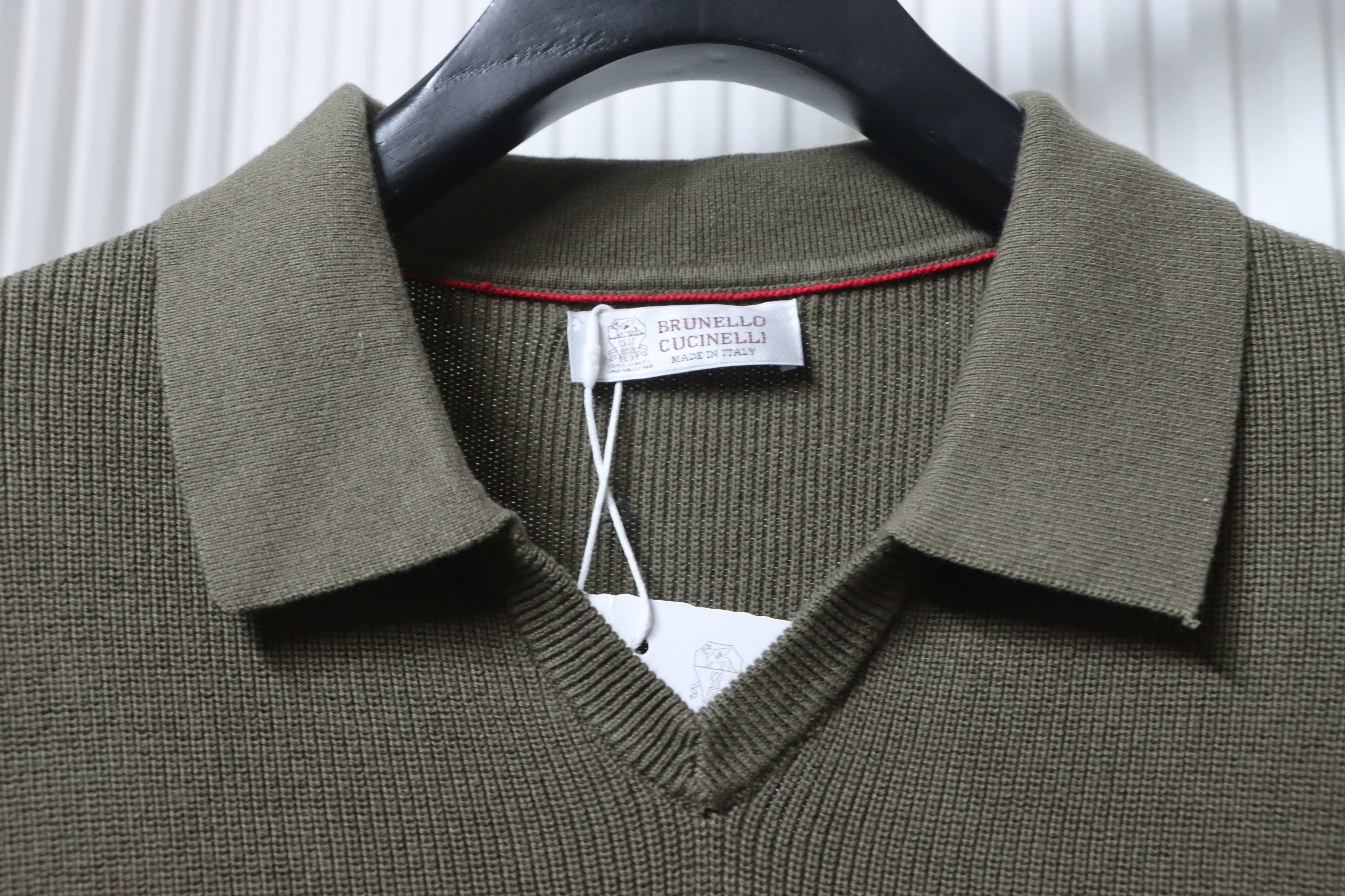 Brunello Cucinelli BC Seagull Collar Knitted Short Sleeve Polo Shirt Style 2