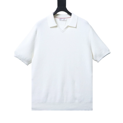 Brunello Cucinelli BC Seagull Collar Knitted Short Sleeve Polo Shirt Style 3 02