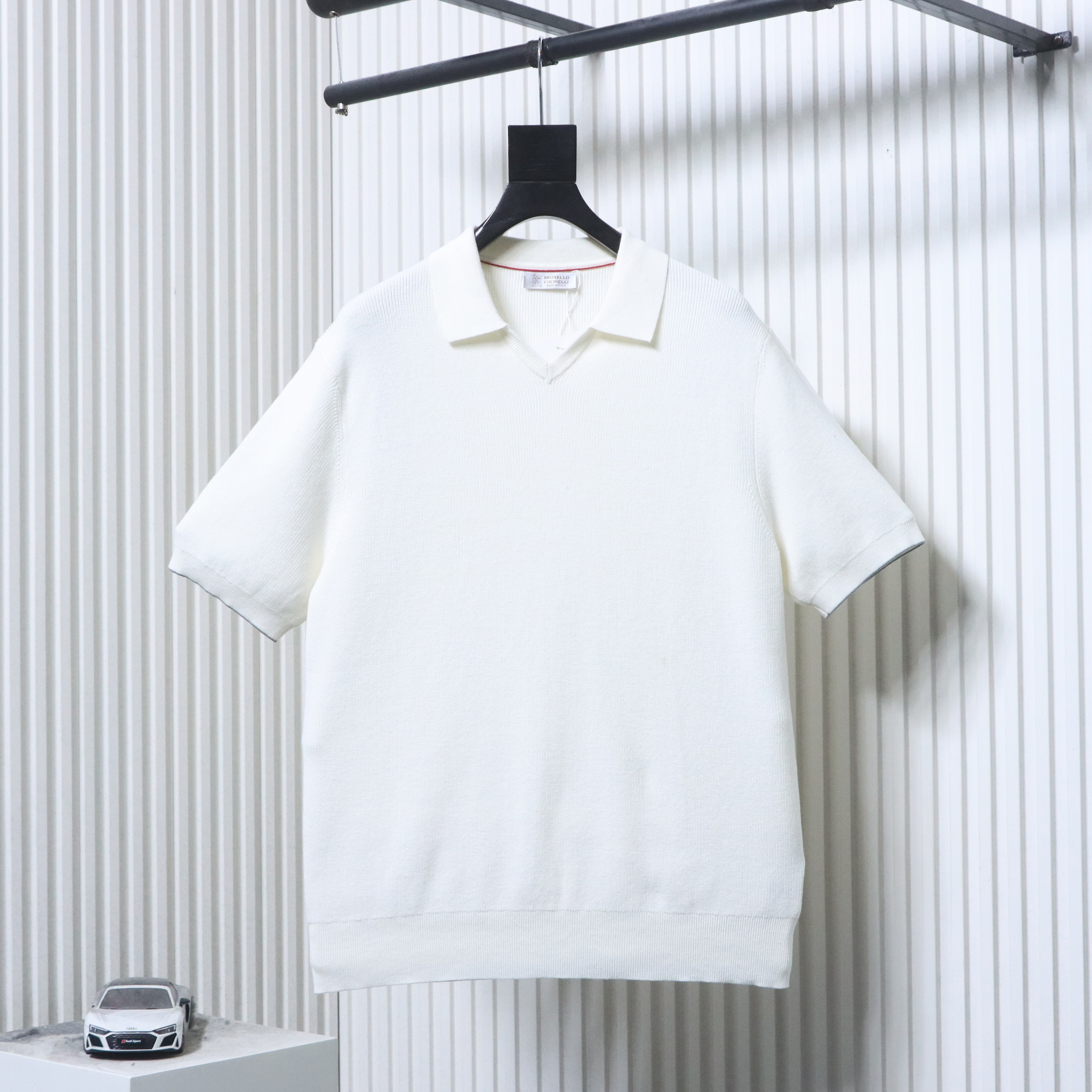 Brunello Cucinelli BC Seagull Collar Knitted Short Sleeve Polo Shirt Style 3