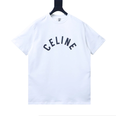 Celine 2026 Runway Magazine Style Spring Summer Square Letter Logo Print Short Sleeve T-Shirt 02