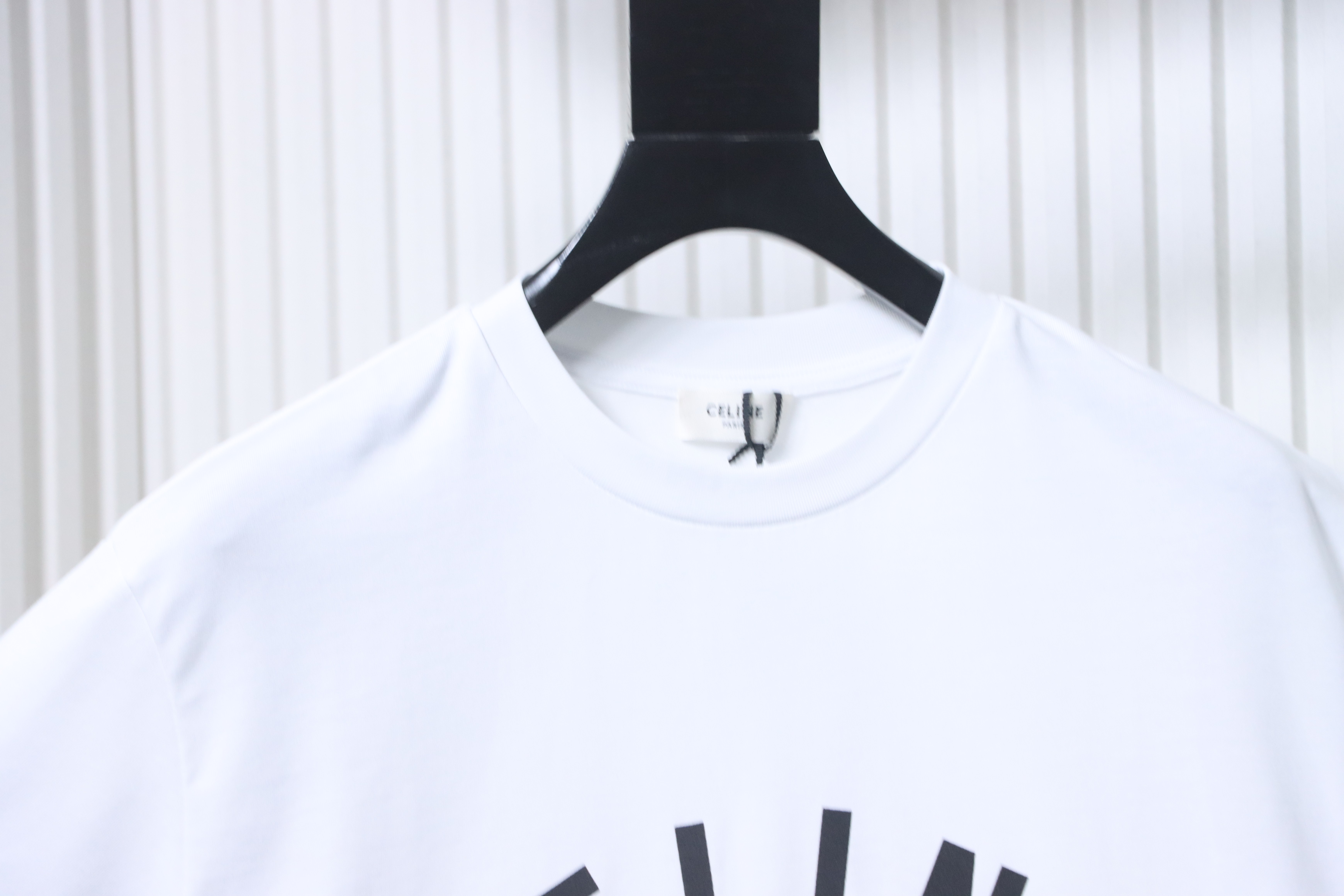 Celine 2026 Runway Magazine Style Spring Summer Square Letter Logo Print Short Sleeve T-Shirt