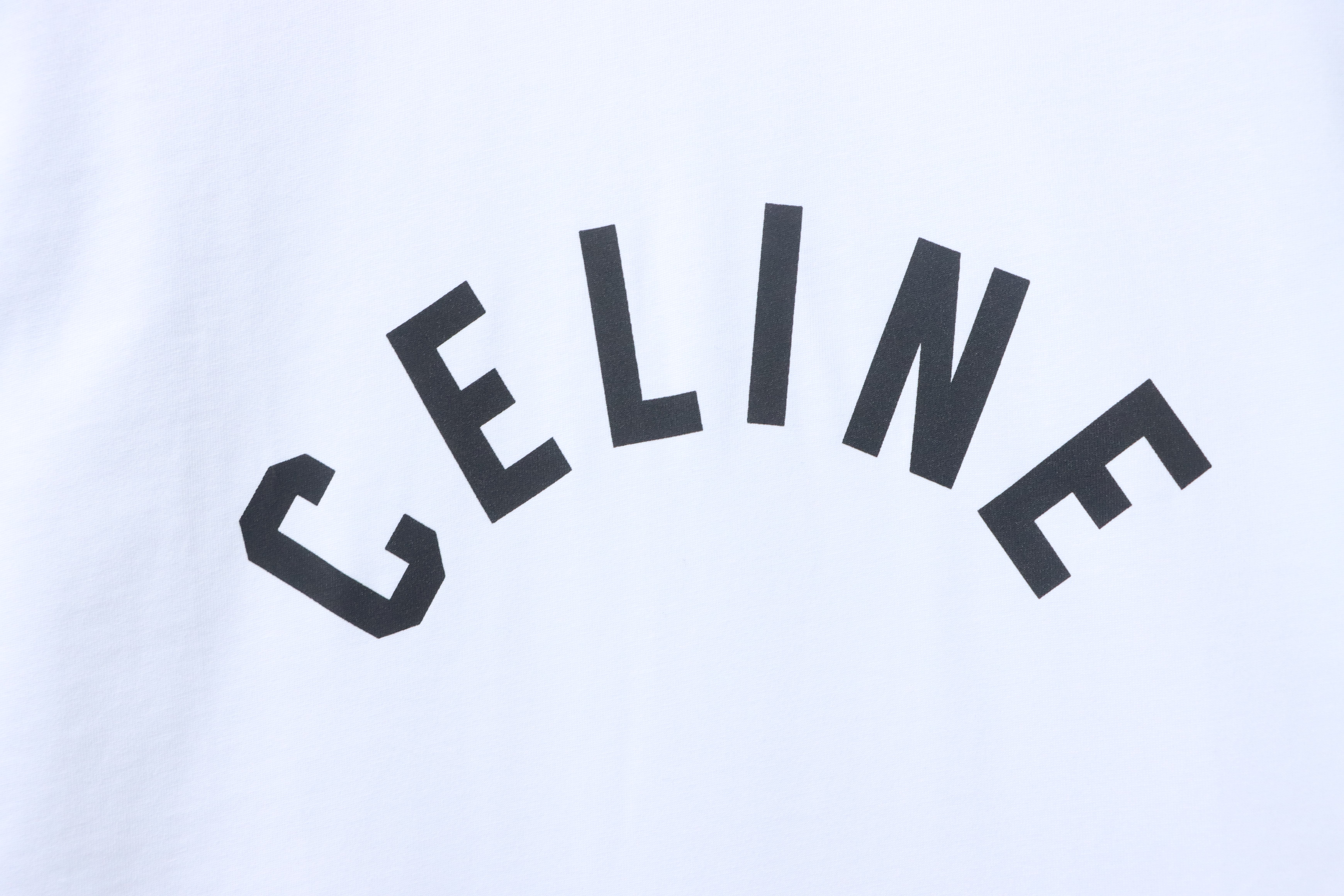 Celine 2026 Runway Magazine Style Spring Summer Square Letter Logo Print Short Sleeve T-Shirt