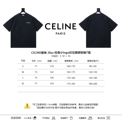 Celine 26SS Classic Logo Print Heavyweight Short Sleeve T-Shirt Style 2 01