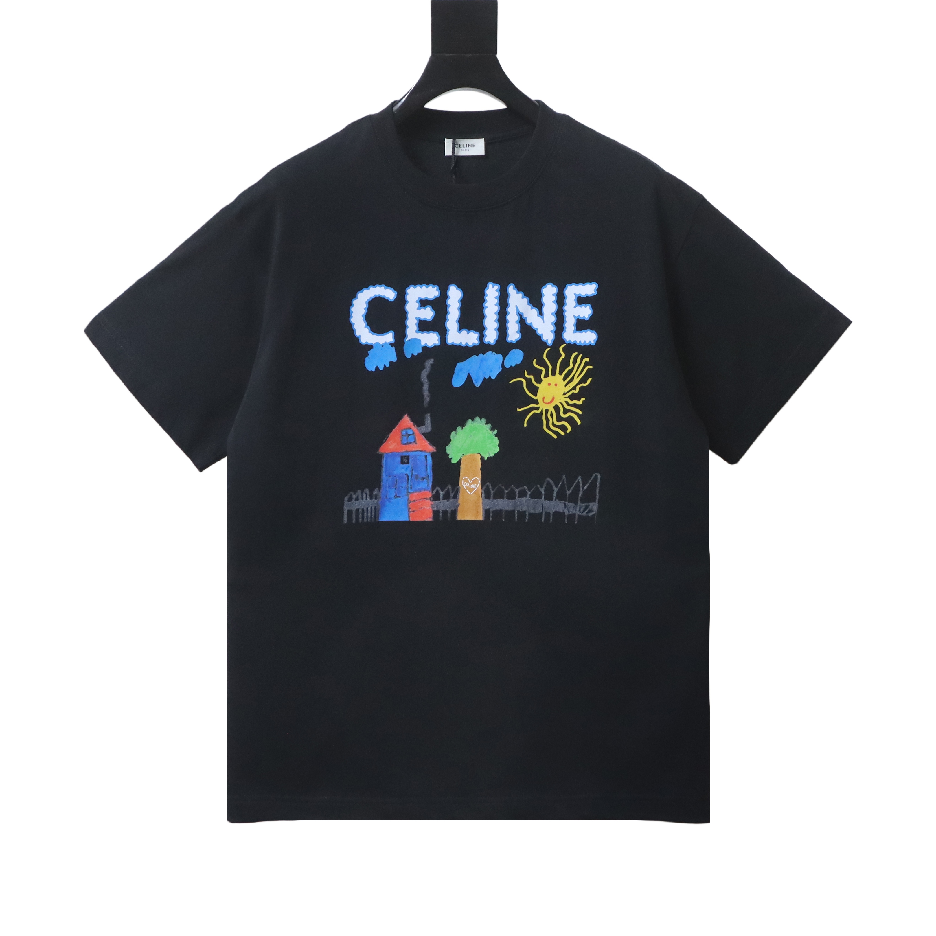 Celine 26SS Hand-Drawn Comic Print Short Sleeve T-Shirt Style 1