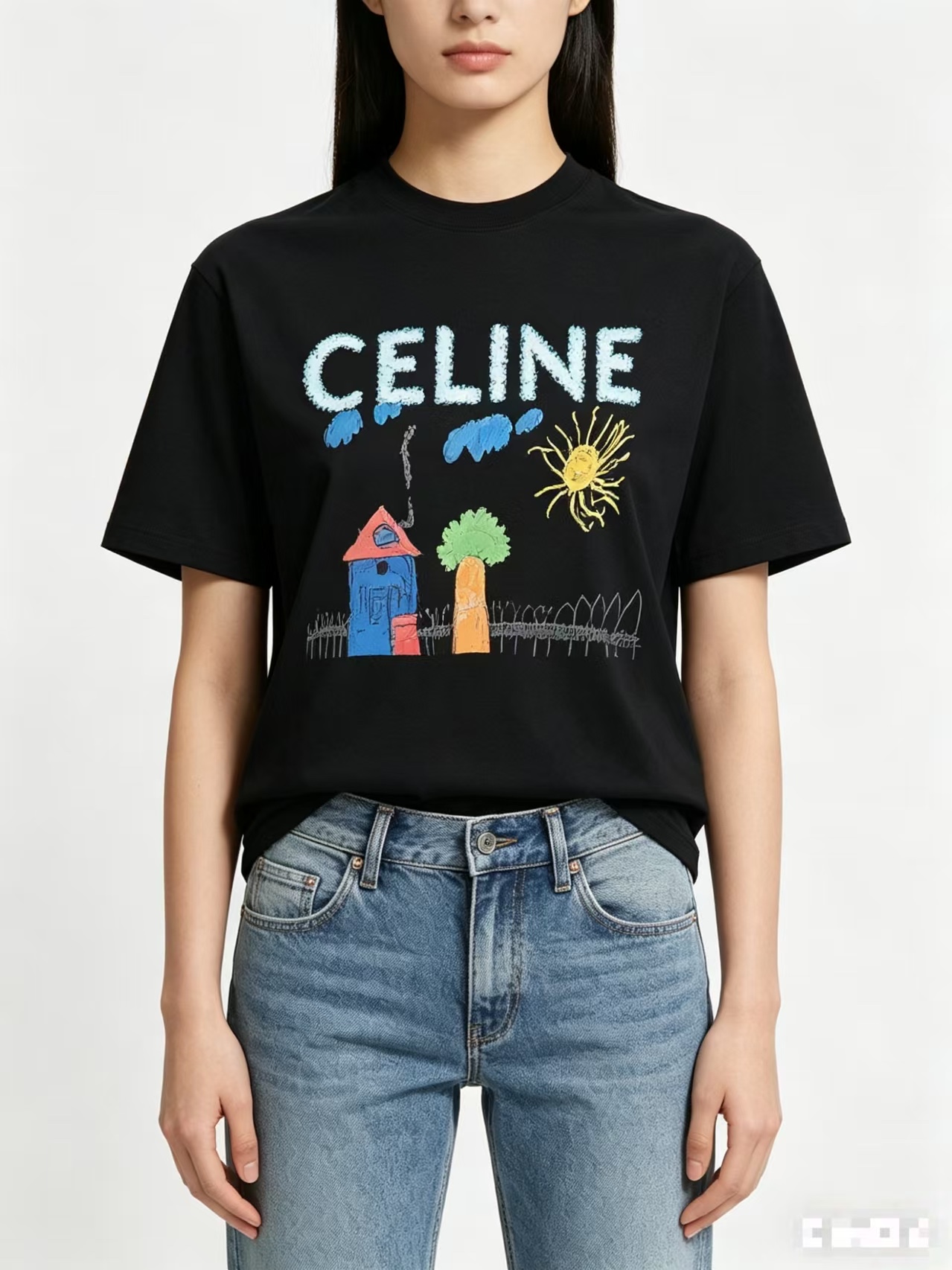 Celine 26SS Hand-Drawn Comic Print Short Sleeve T-Shirt Style 1
