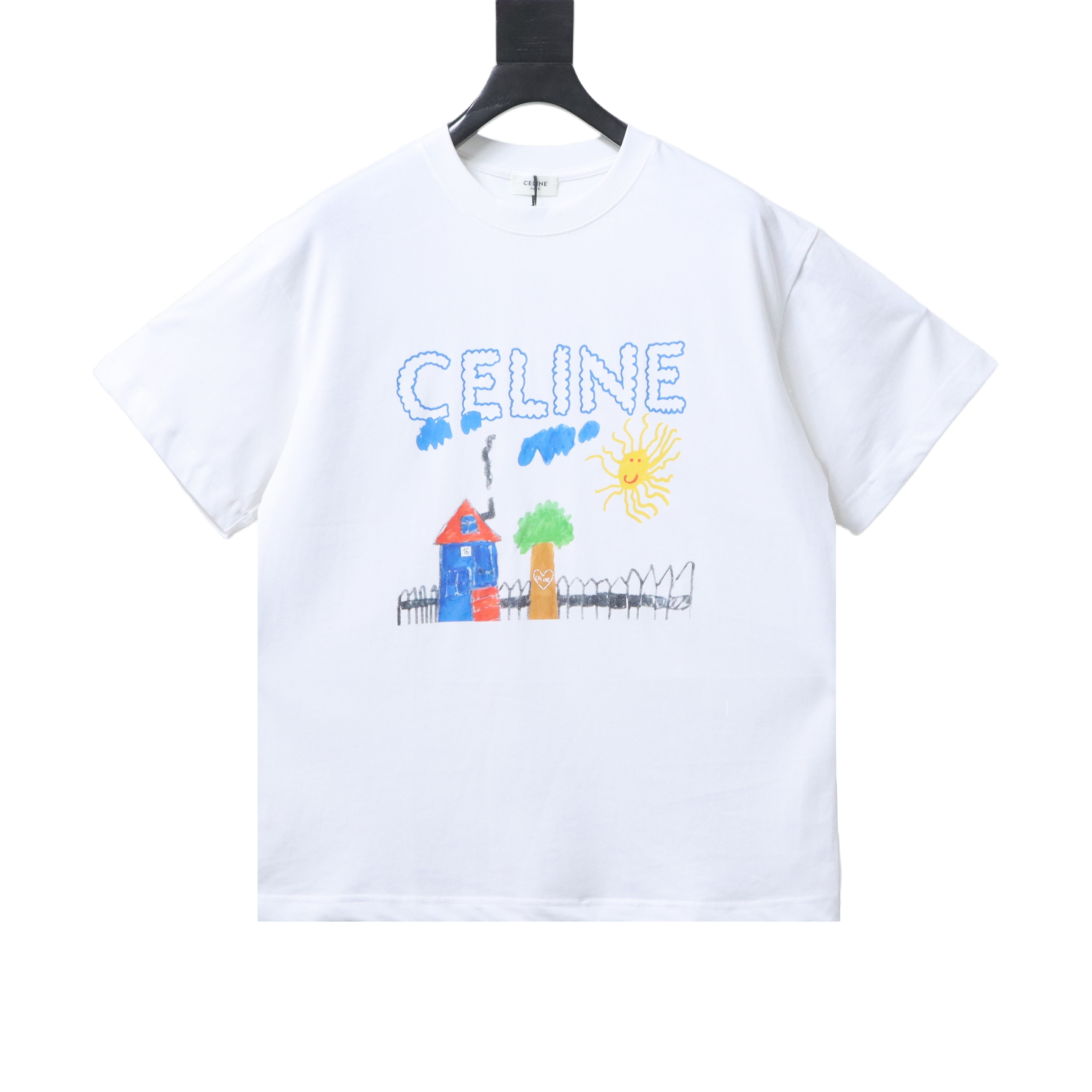 Celine 26SS Hand-Drawn Comic Print Short Sleeve T-Shirt Style 2