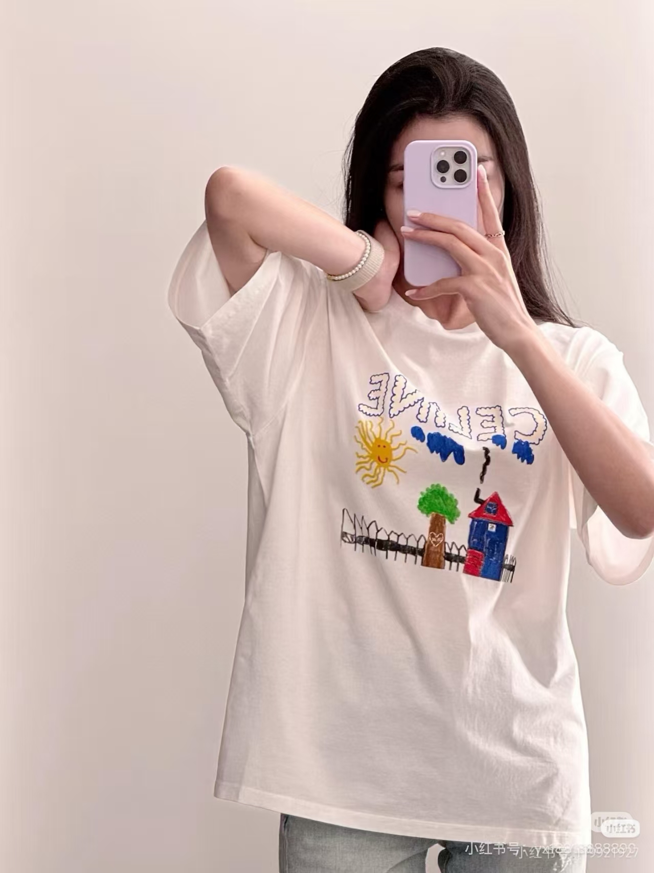Celine 26SS Hand-Drawn Comic Print Short Sleeve T-Shirt Style 2