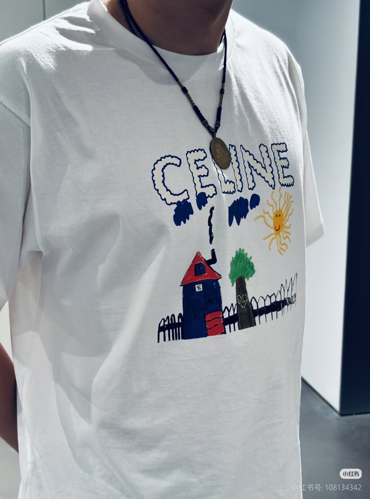 Celine 26SS Hand-Drawn Comic Print Short Sleeve T-Shirt Style 2