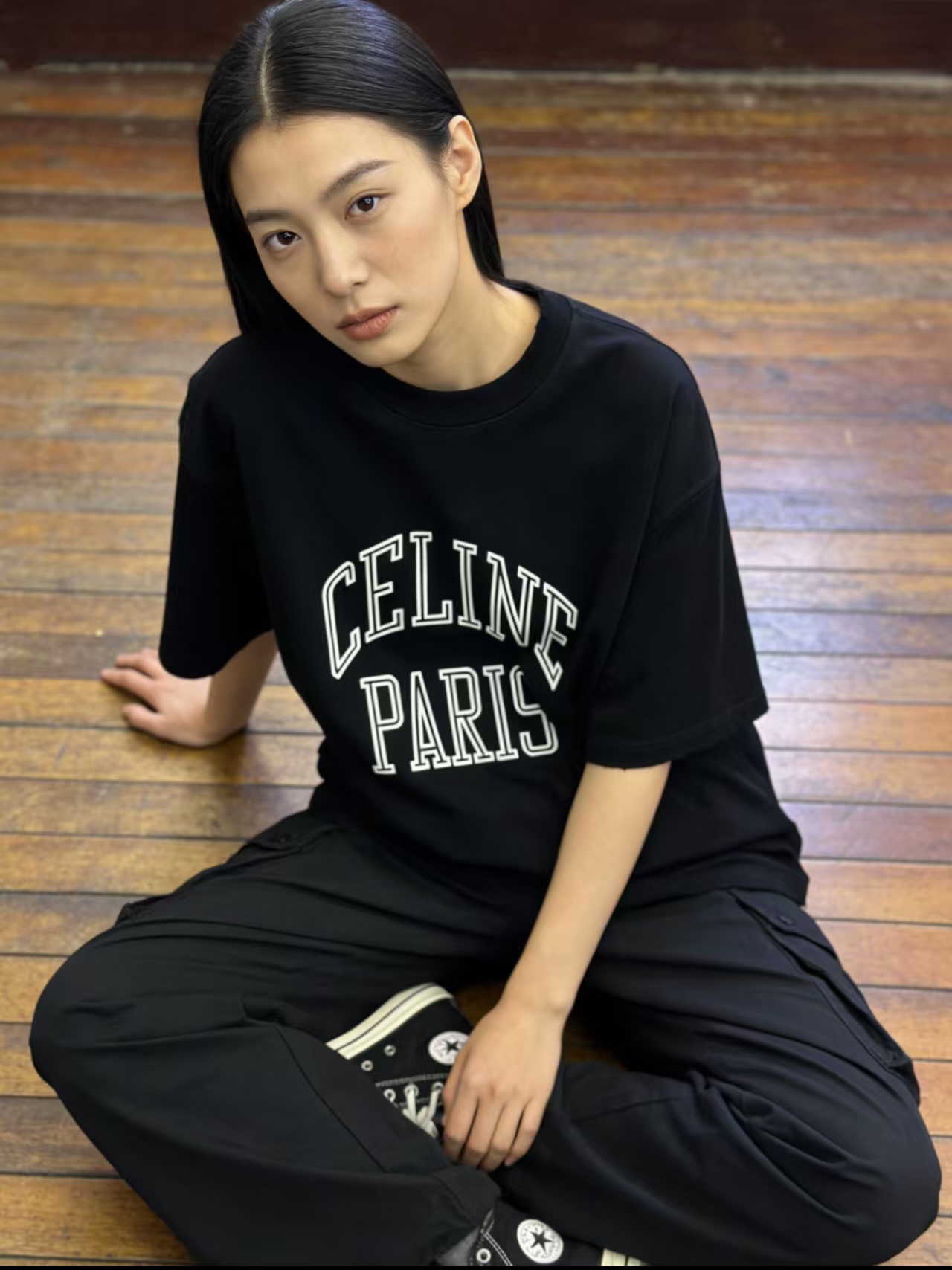 Celine Arc Letter Print Short Sleeve T-Shirt Style 1