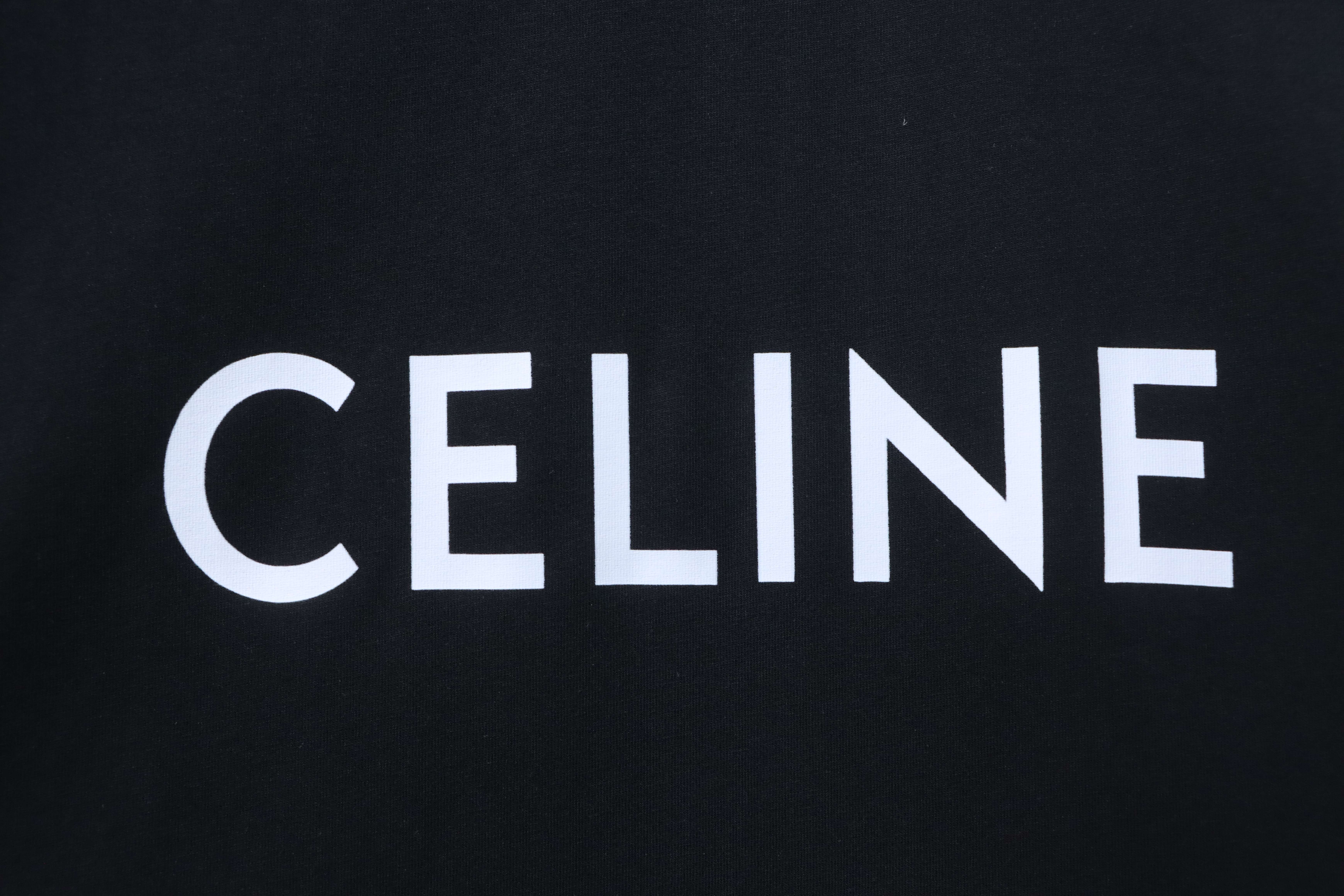 Celine Classic Letter Print Short Sleeve T-Shirt Style 2