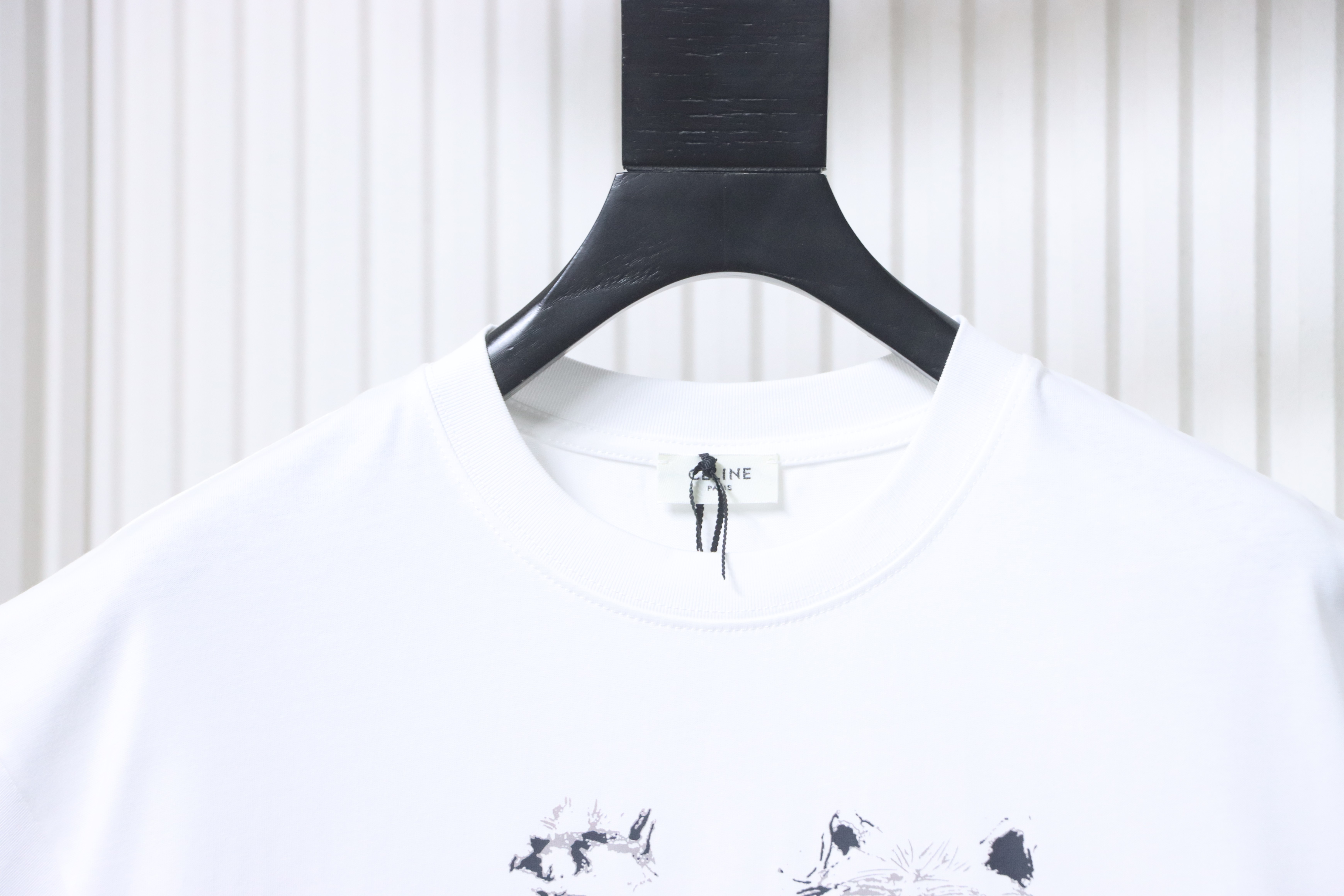 Celine Hand-Drawn Dog Print Short Sleeve T-Shirt