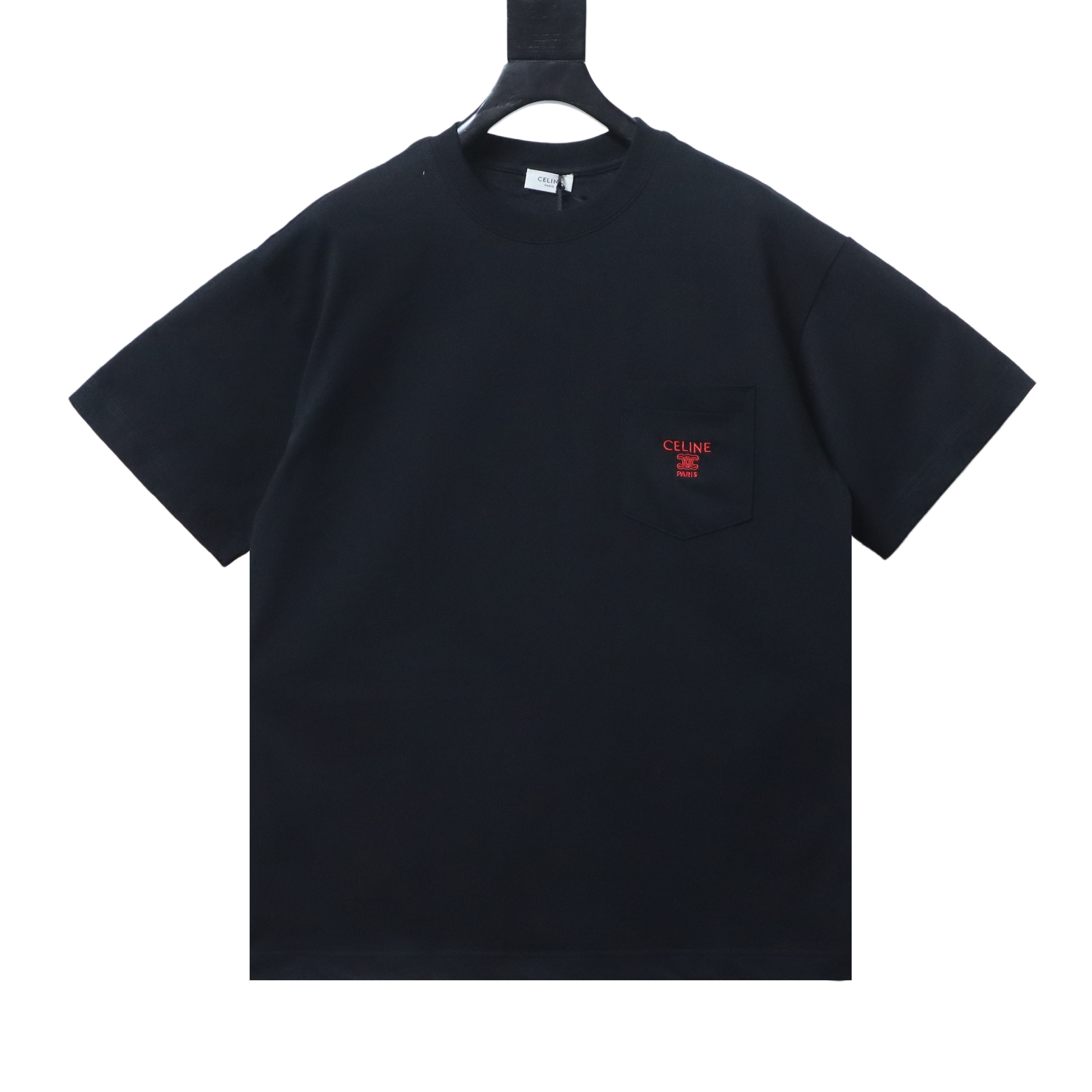 Celine SS26 Pocket Embroidered Logo Short Sleeve T-Shirt