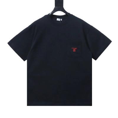 Celine SS26 Pocket Embroidered Logo Short Sleeve T-Shirt 01