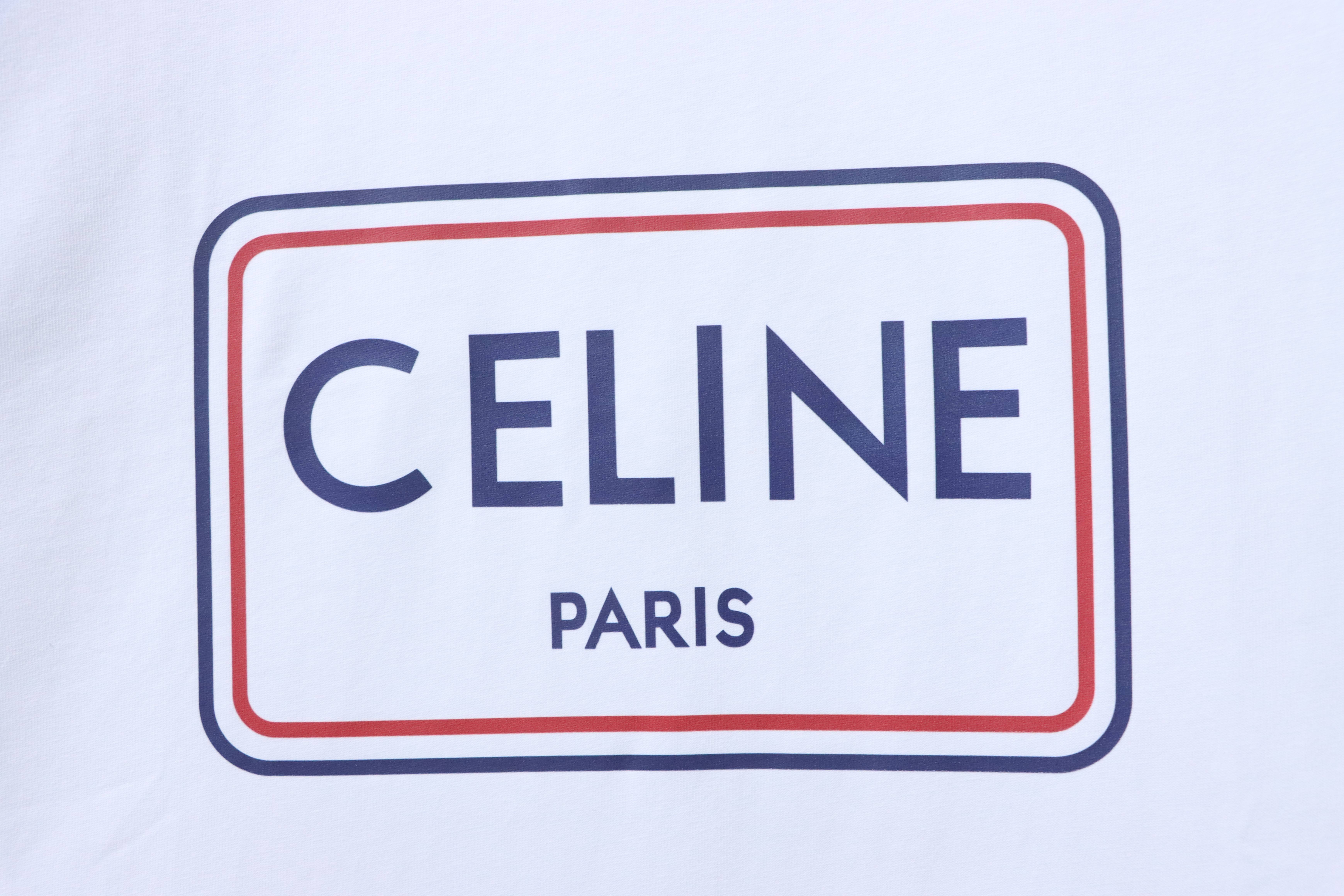 Celine Vintage Box Letter Print Short Sleeve T-Shirt