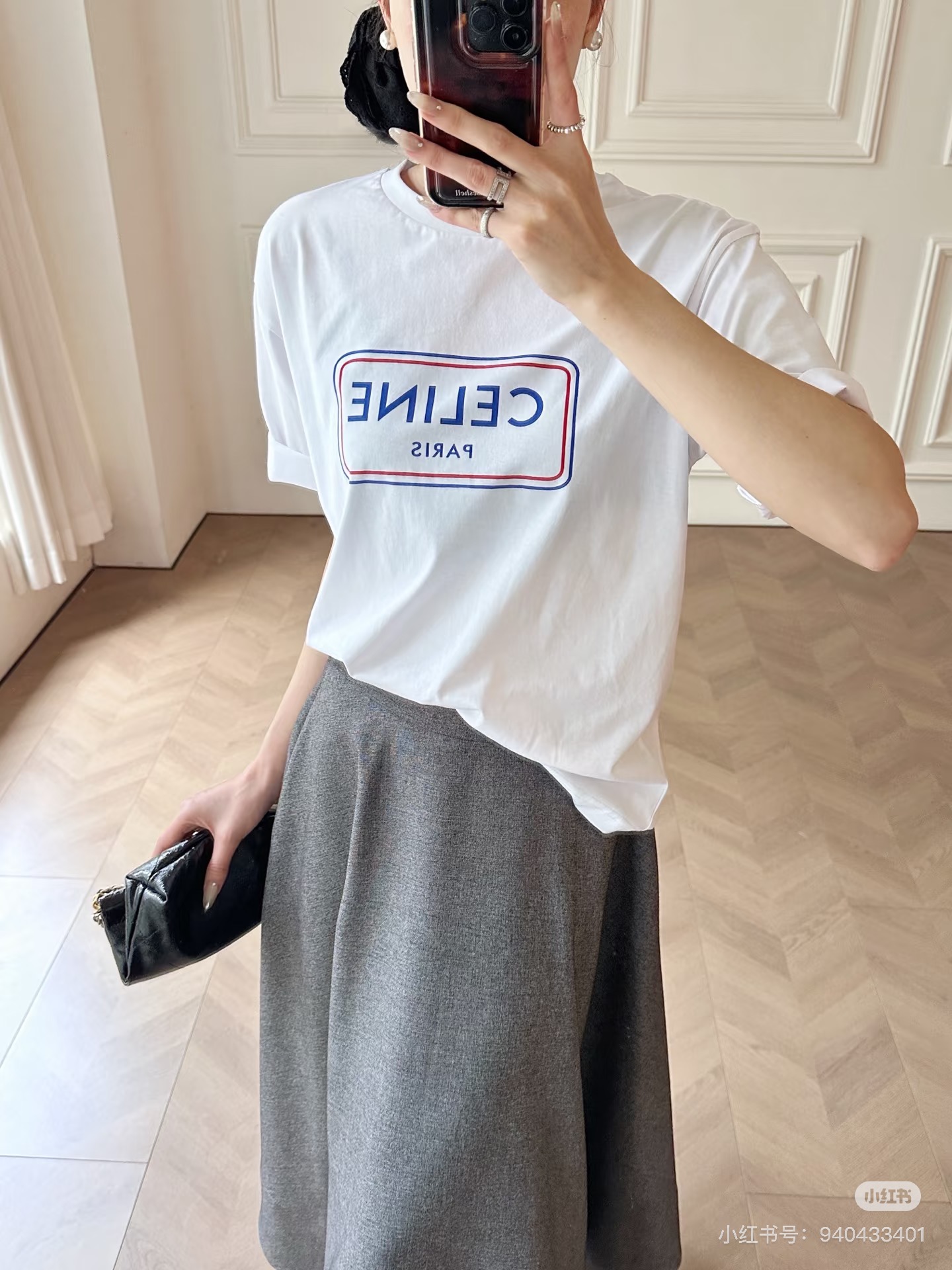 Celine Vintage Box Letter Print Short Sleeve T-Shirt