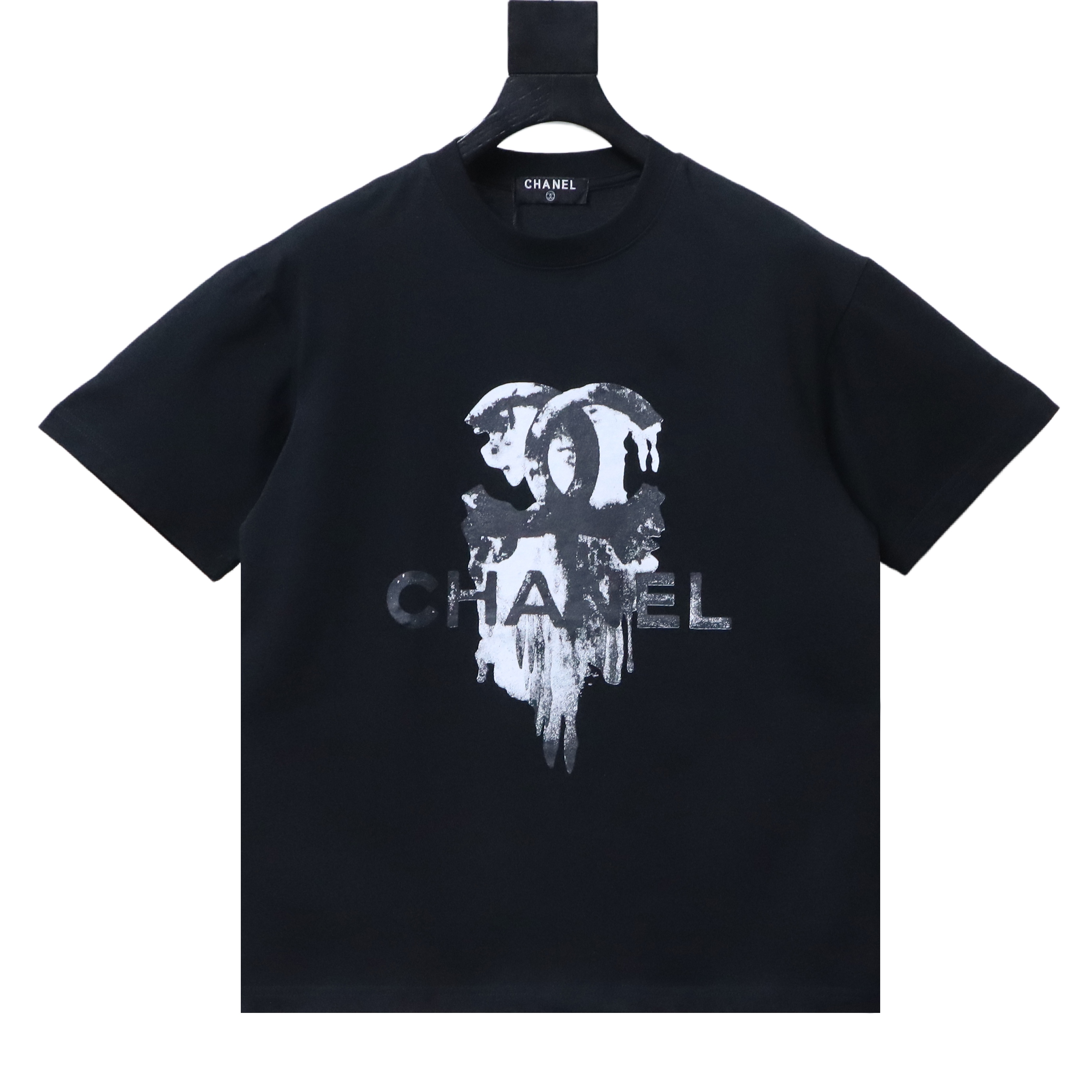 Chanel Double C Ink Print Short Sleeve T-Shirt