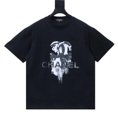 Chanel Double C Ink Print Short Sleeve T-Shirt 02