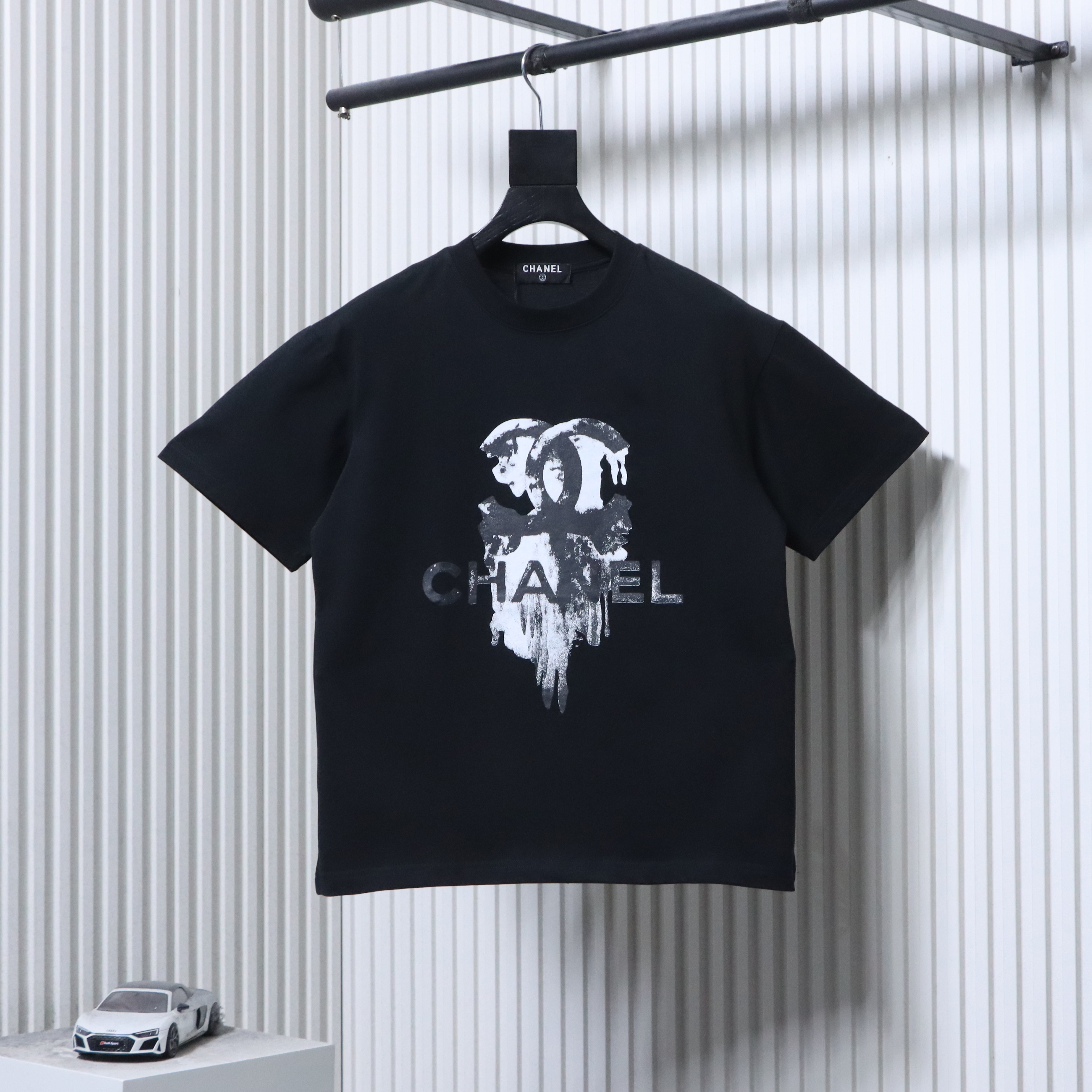Chanel Double C Ink Print Short Sleeve T-Shirt