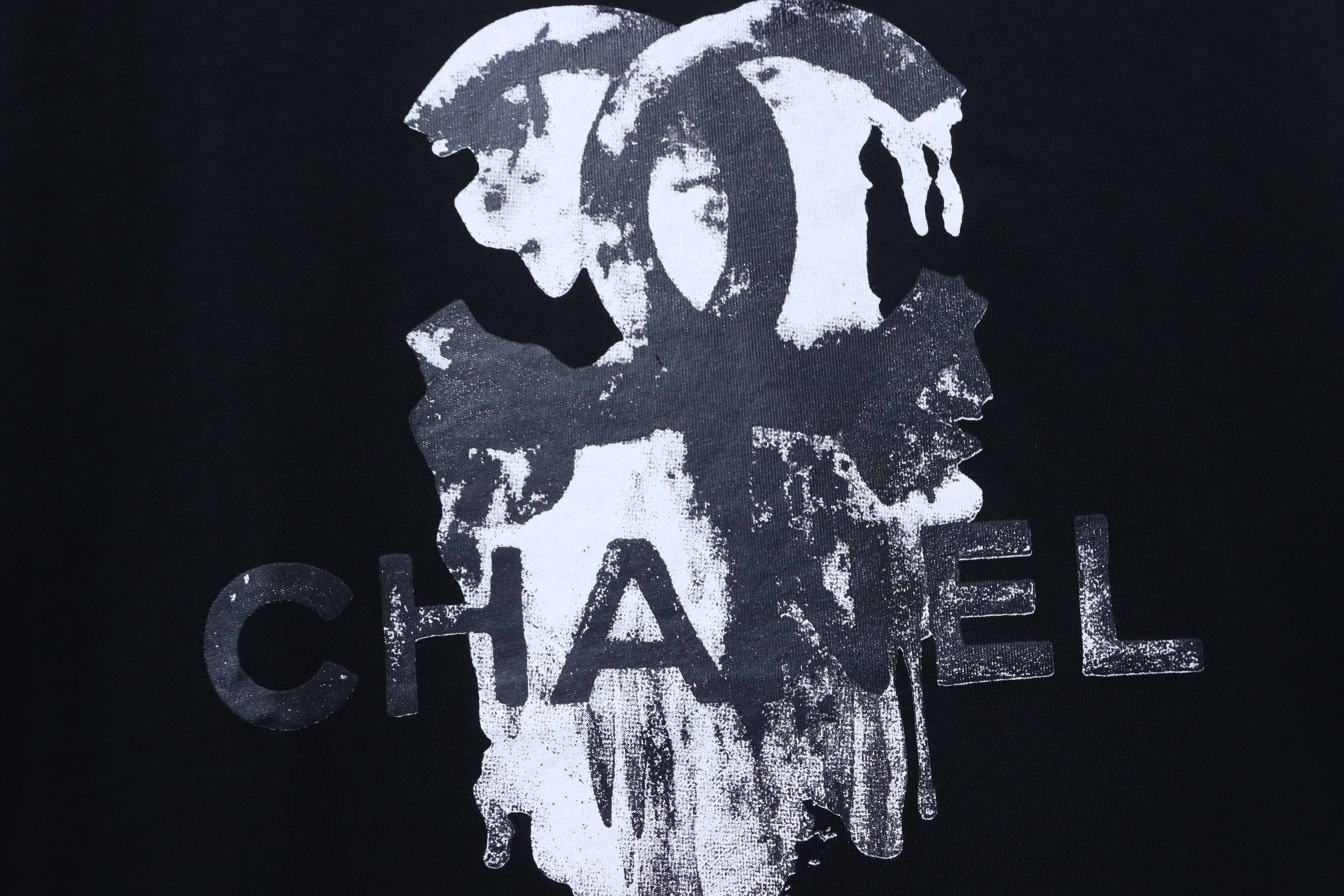 Chanel Double C Ink Print Short Sleeve T-Shirt
