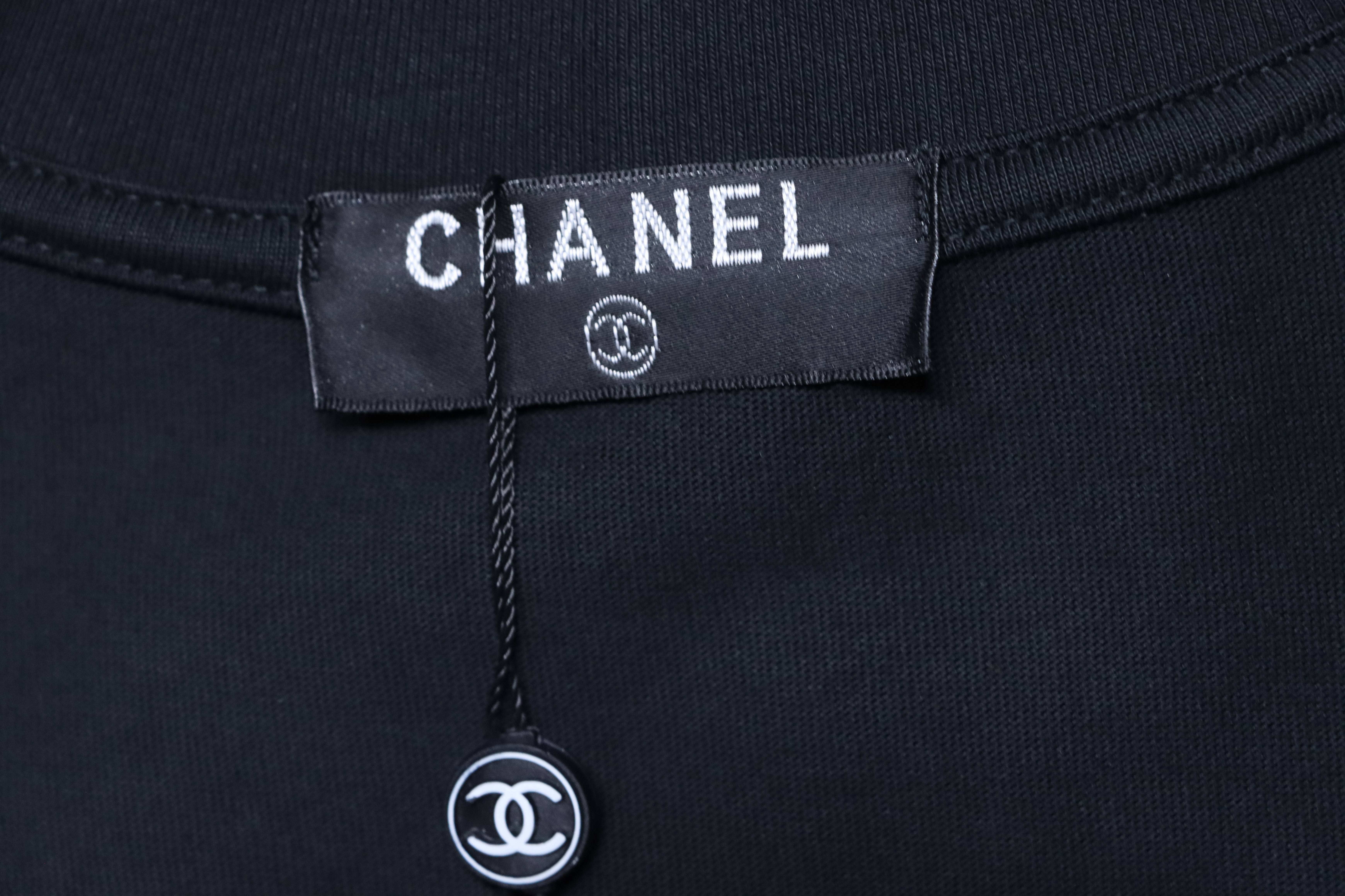 Chanel Double C Ink Print Short Sleeve T-Shirt