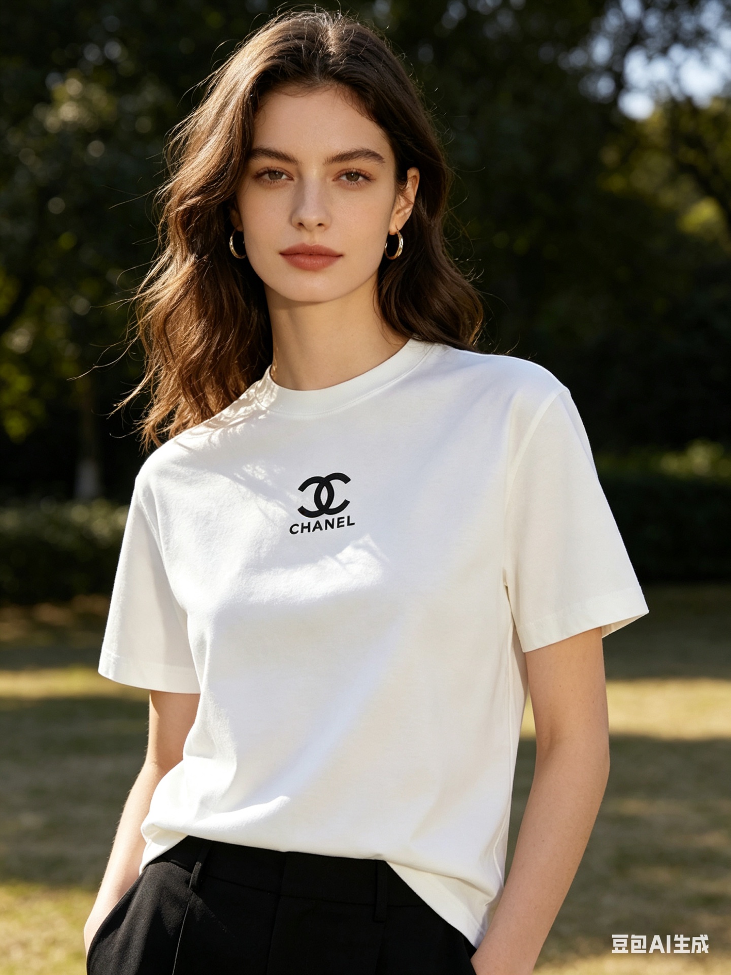 Chanel Double C Silicone Logo Print Short Sleeve T-Shirt Style 1
