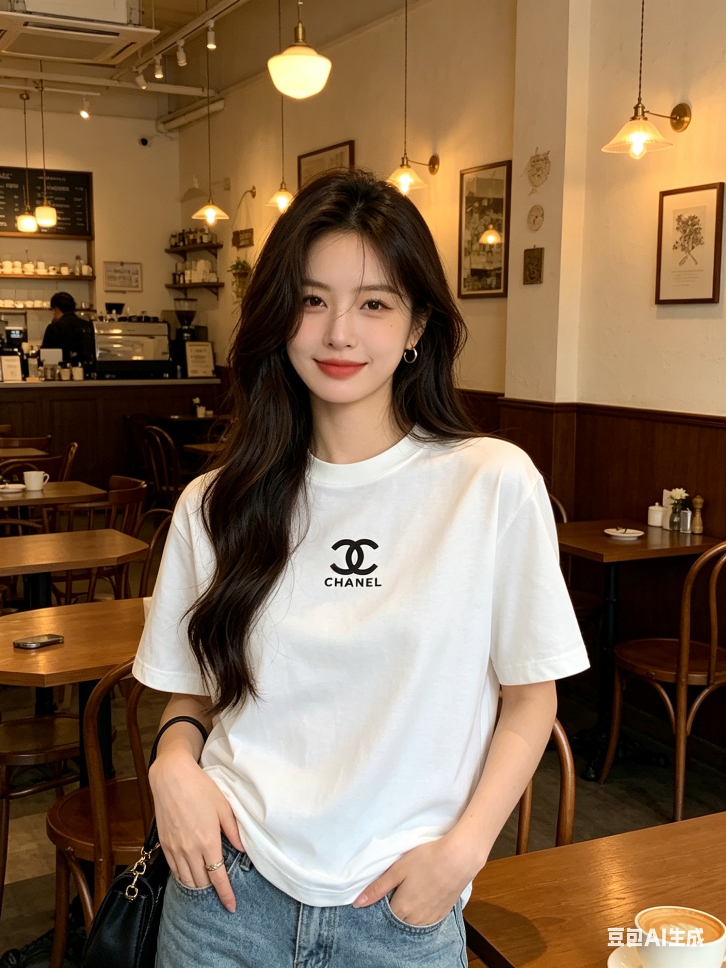 Chanel Double C Silicone Logo Print Short Sleeve T-Shirt Style 1