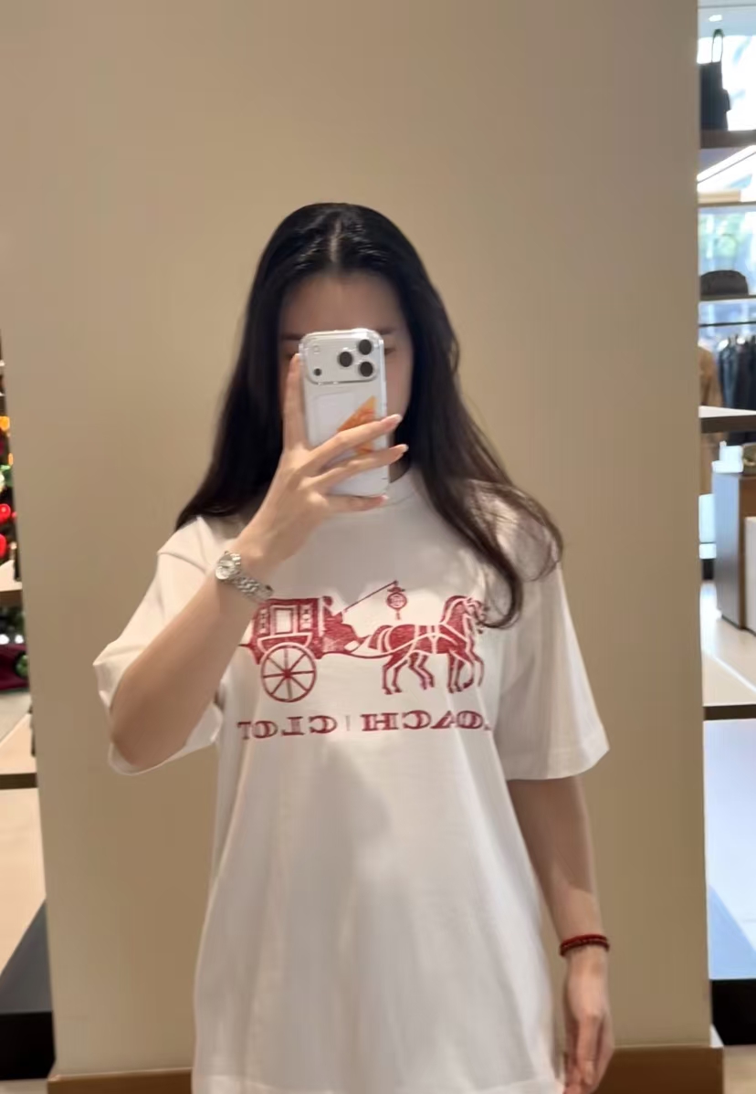 CLOT x COACH Horse and Carriage Logo Letter Short Sleeve T-Shirt Style 2