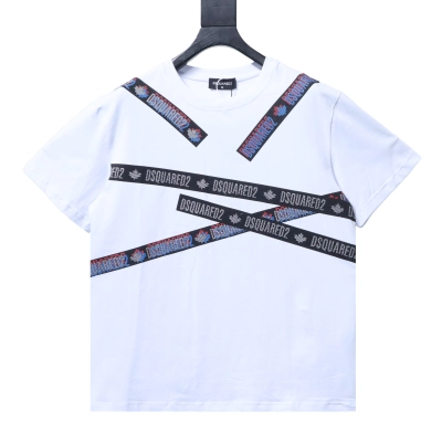 DSQUARED2 Cross Strap Allover Logo Short Sleeve T-Shirt Style 1 02