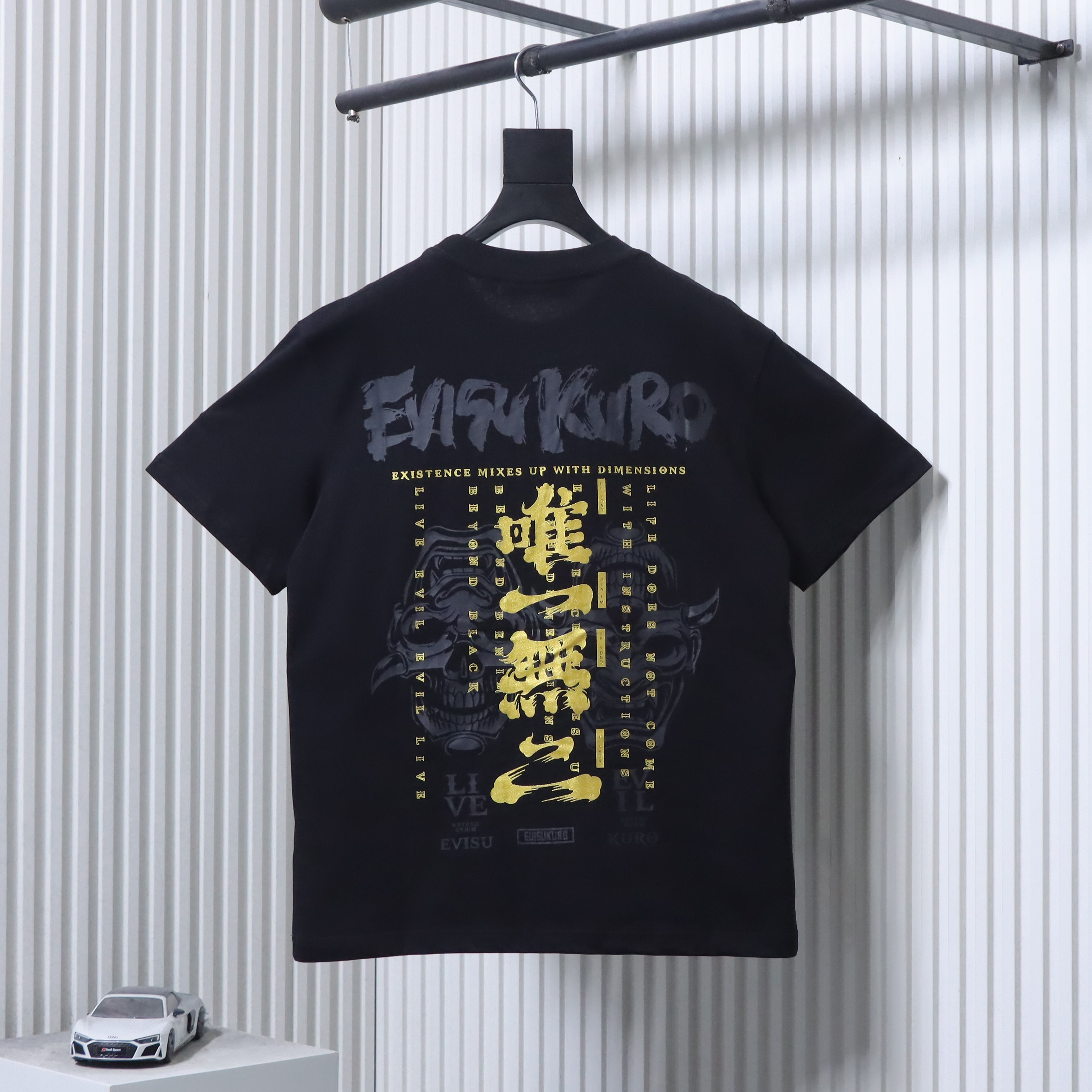 EVISU KURO Gold Foil Hannya Demon Face Short Sleeve T-Shirt Style 2