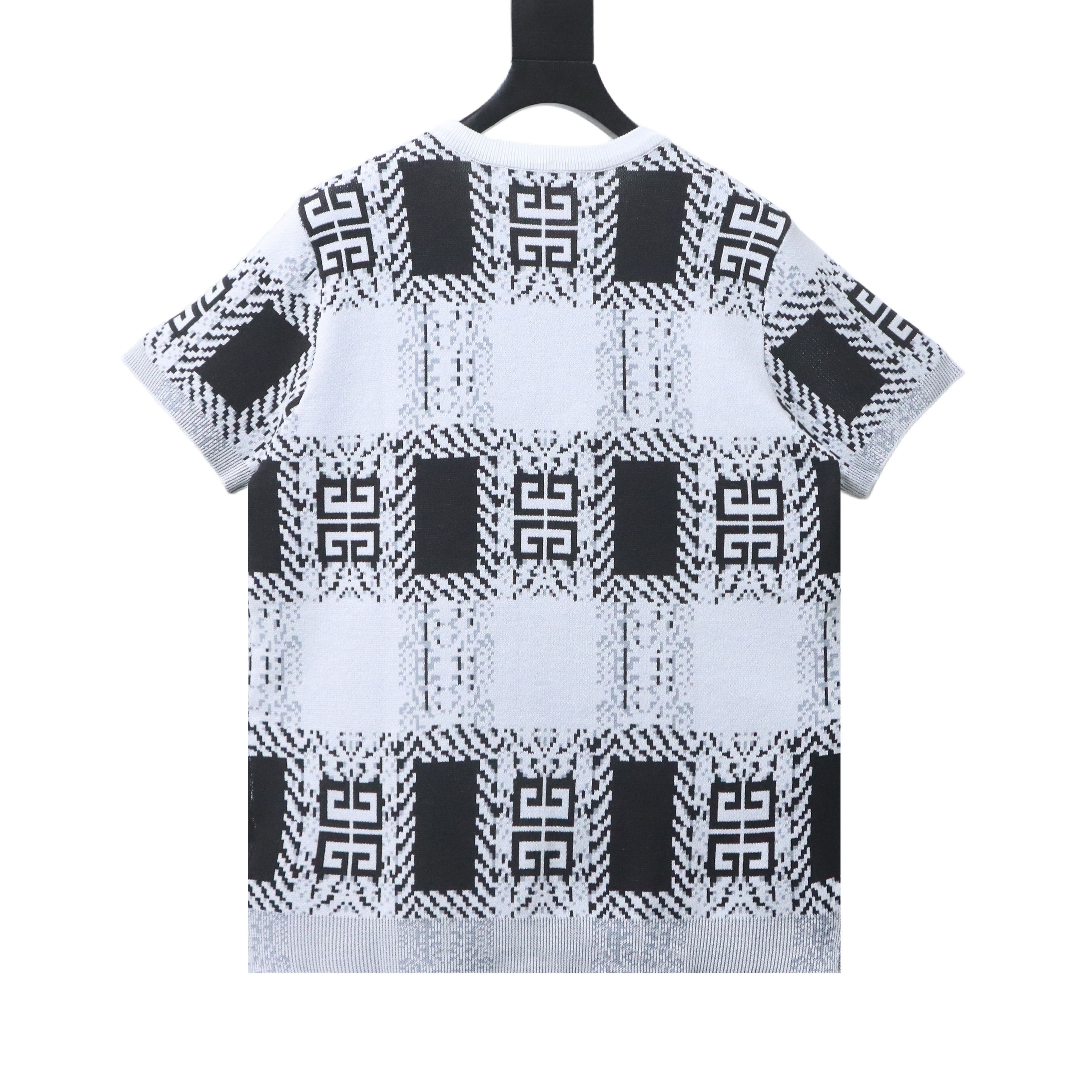 Givenchy Allover Grid Jacquard Knit Short Sleeve T-Shirt