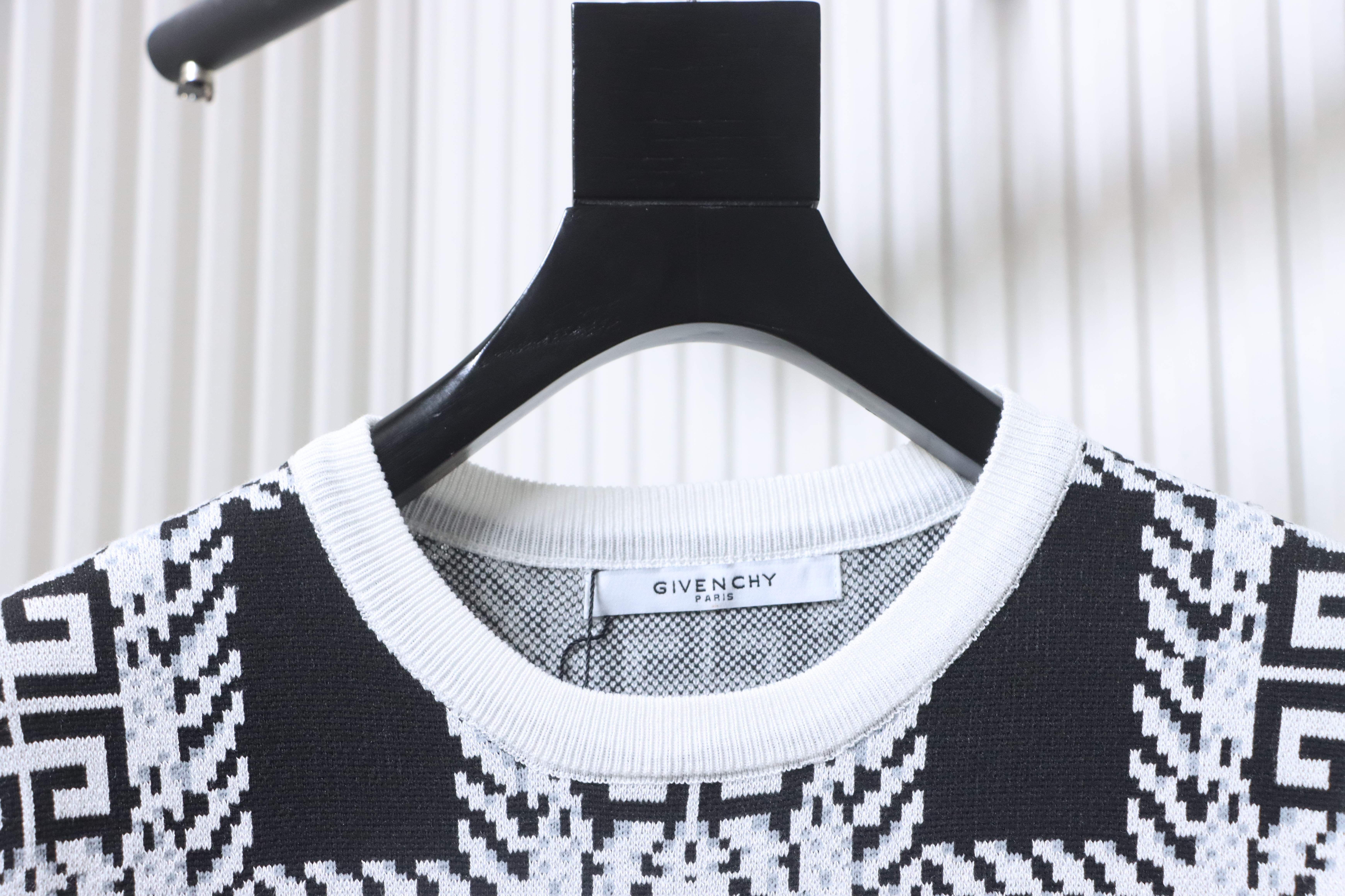 Givenchy Allover Grid Jacquard Knit Short Sleeve T-Shirt