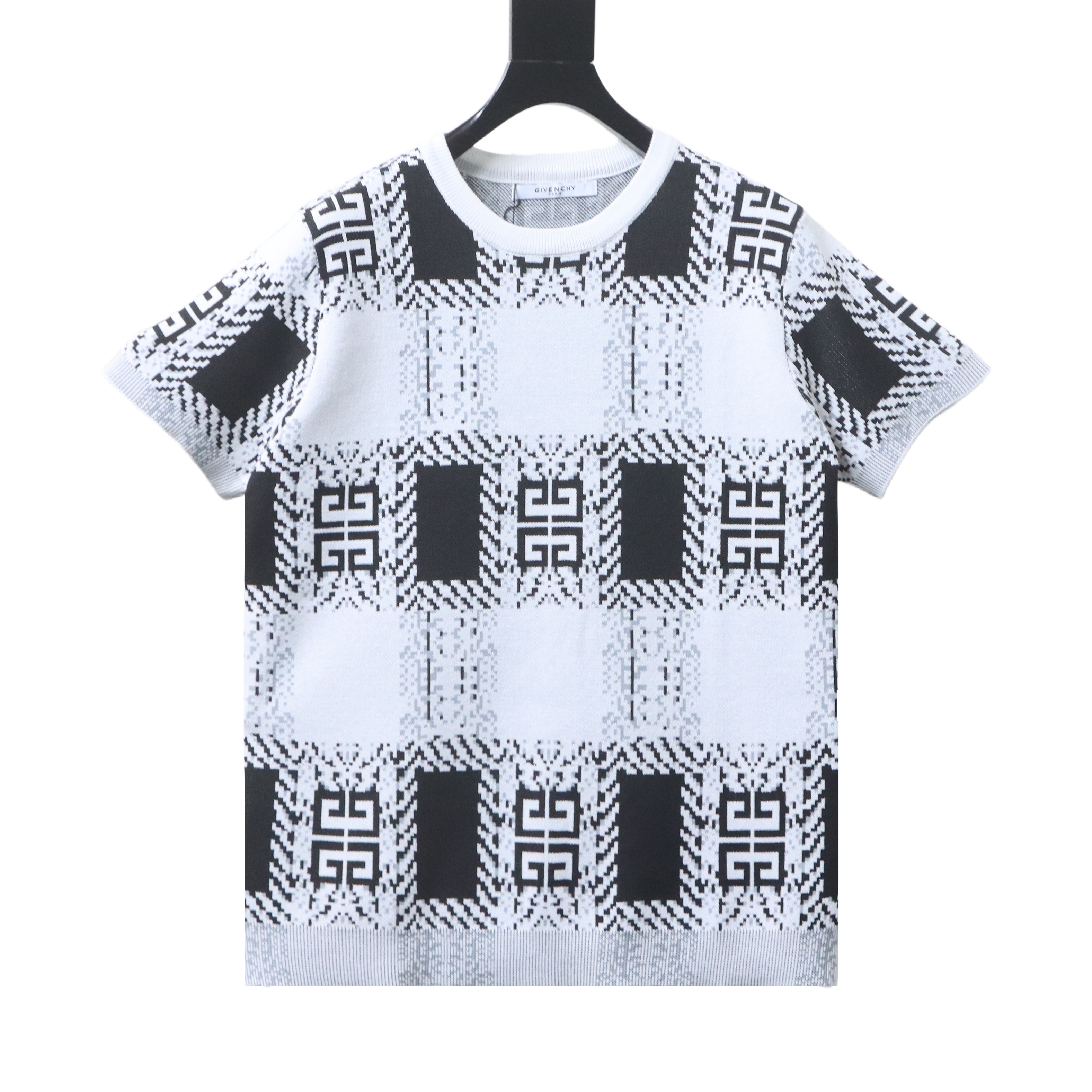 Givenchy Allover Grid Jacquard Knit Short Sleeve T-Shirt