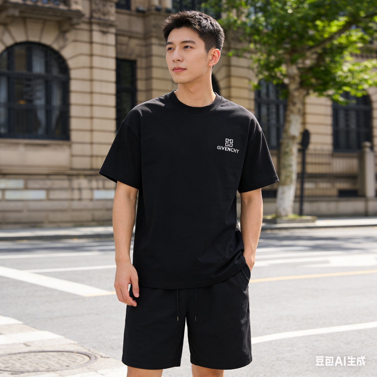Givenchy Front & Back Four-Panel Print Short Sleeve T-Shirt Style 2