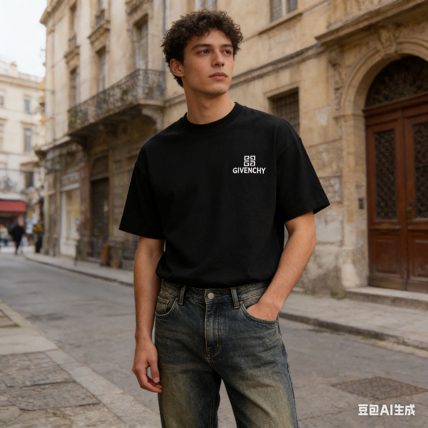 Givenchy Front & Back Four-Panel Print Short Sleeve T-Shirt Style 2