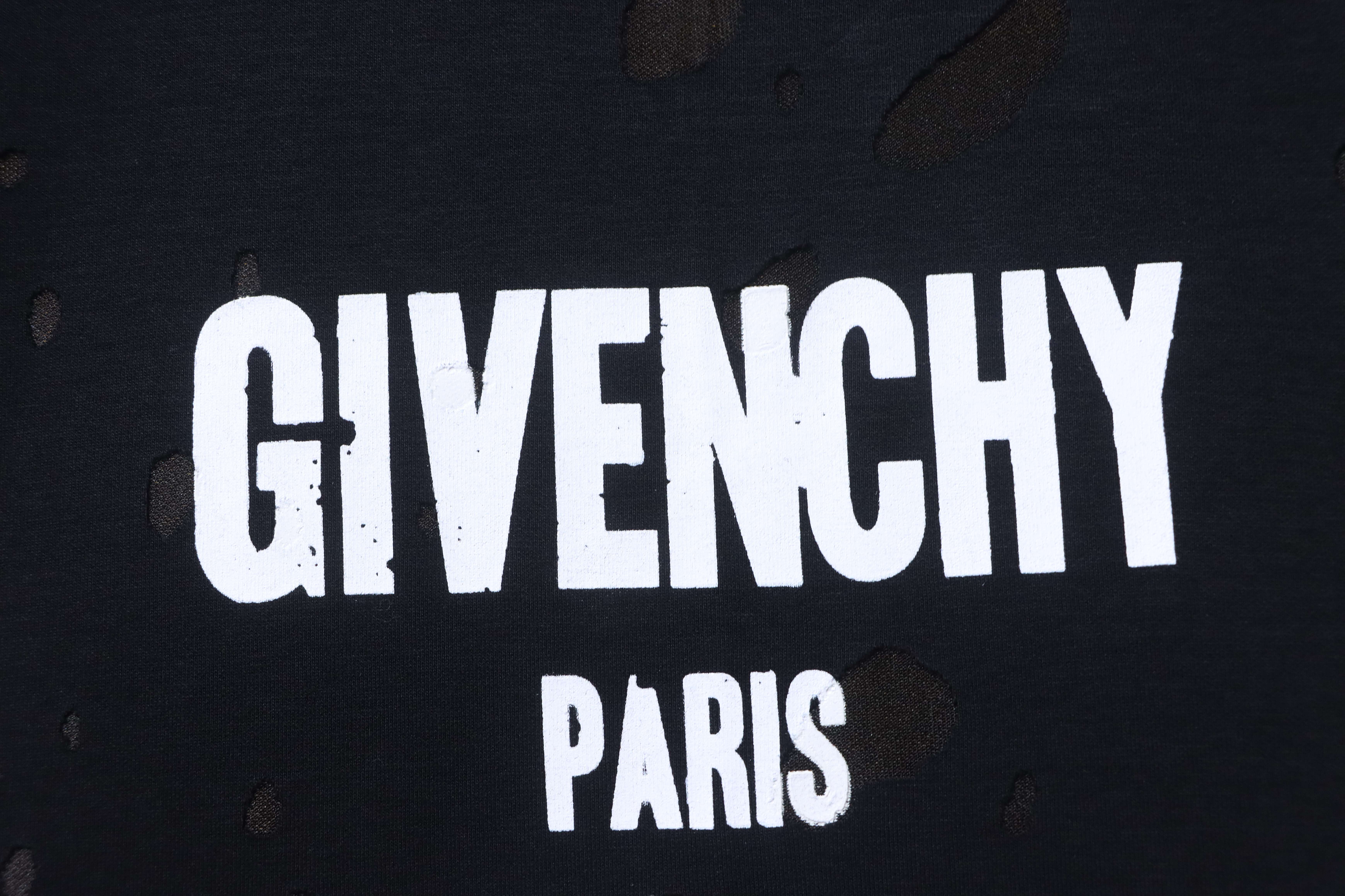 Givenchy GVC Distressed Large Letter Crewneck Short Sleeve T-Shirt Style 1