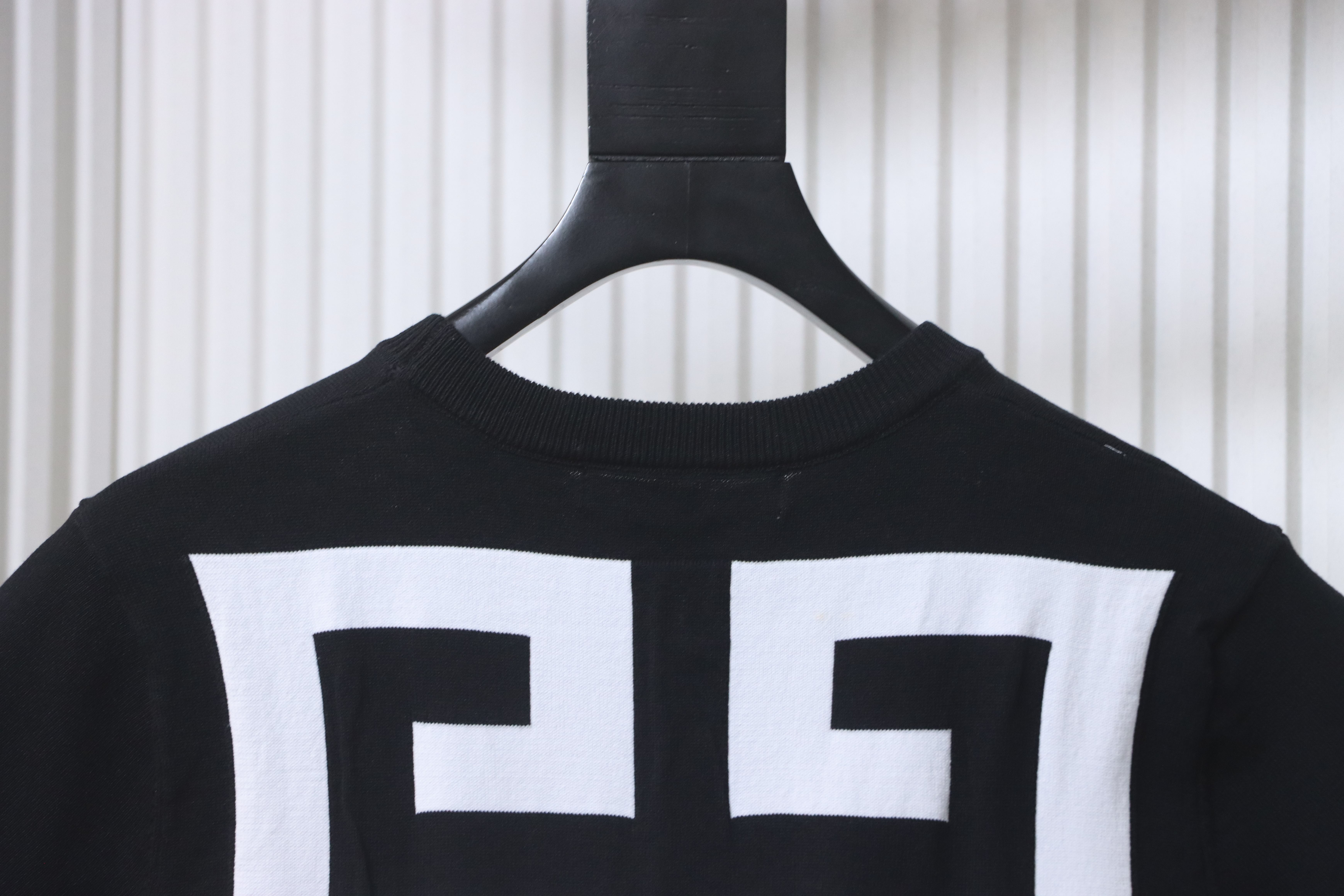 Givenchy Letter Logo Grid Jacquard Knit Short Sleeve T-Shirt