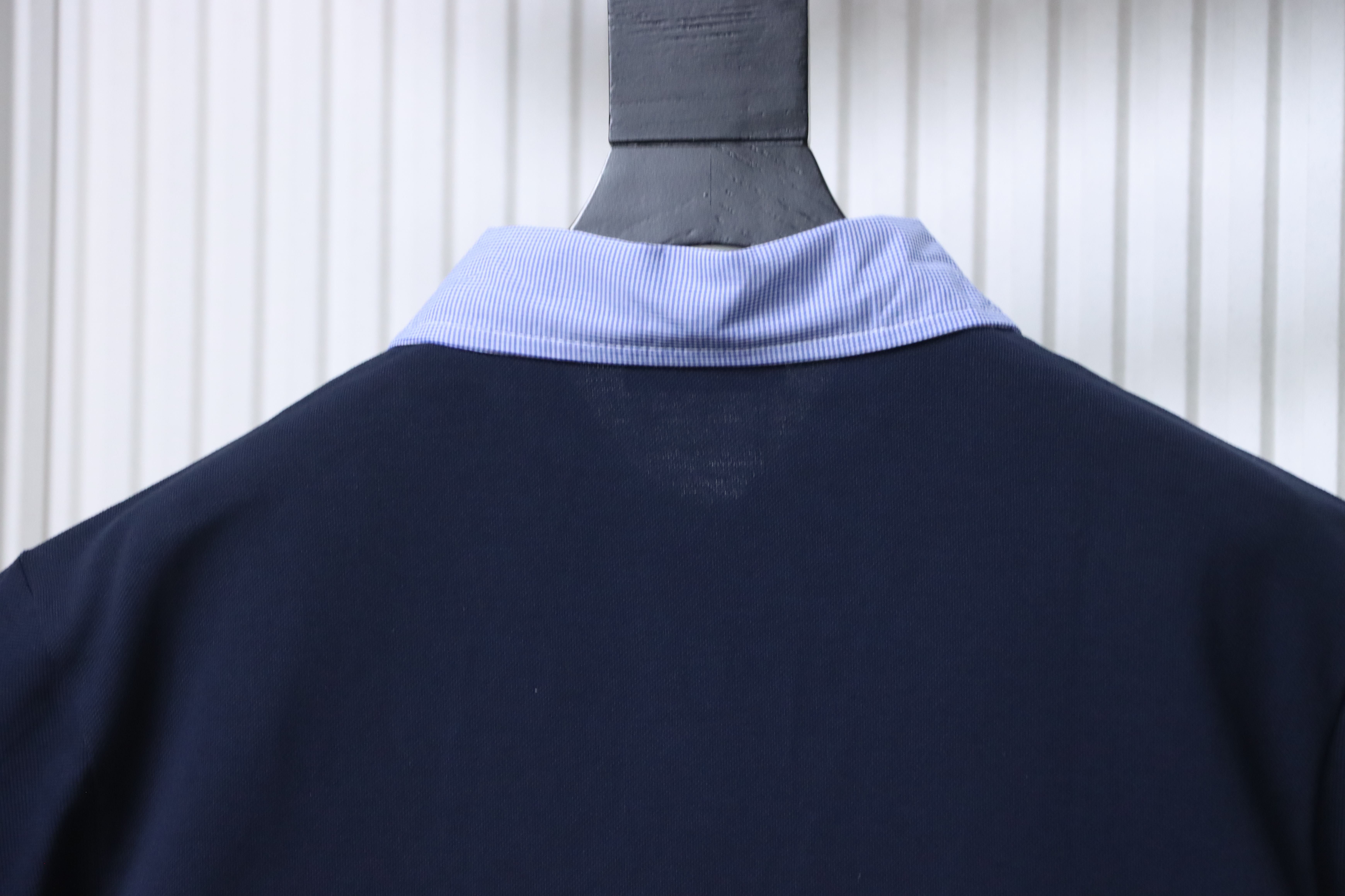 Miu Miu Blue Plaid Collar Logo Short Sleeve Polo Shirt