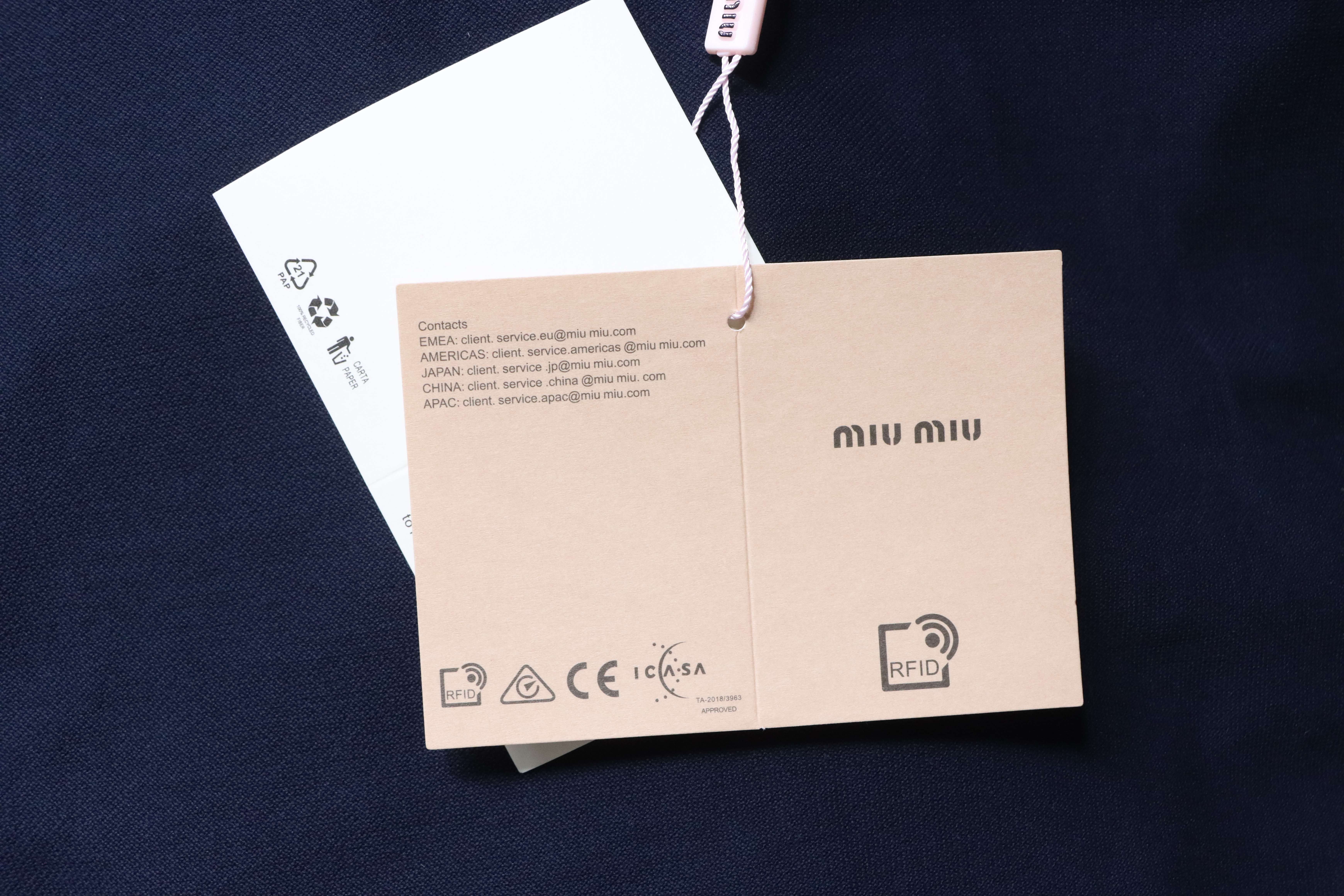 Miu Miu Blue Plaid Collar Logo Short Sleeve Polo Shirt