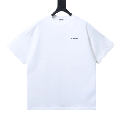 Miu Miu Classic Embroidered Logo Letter T-Shirt Style 1 02