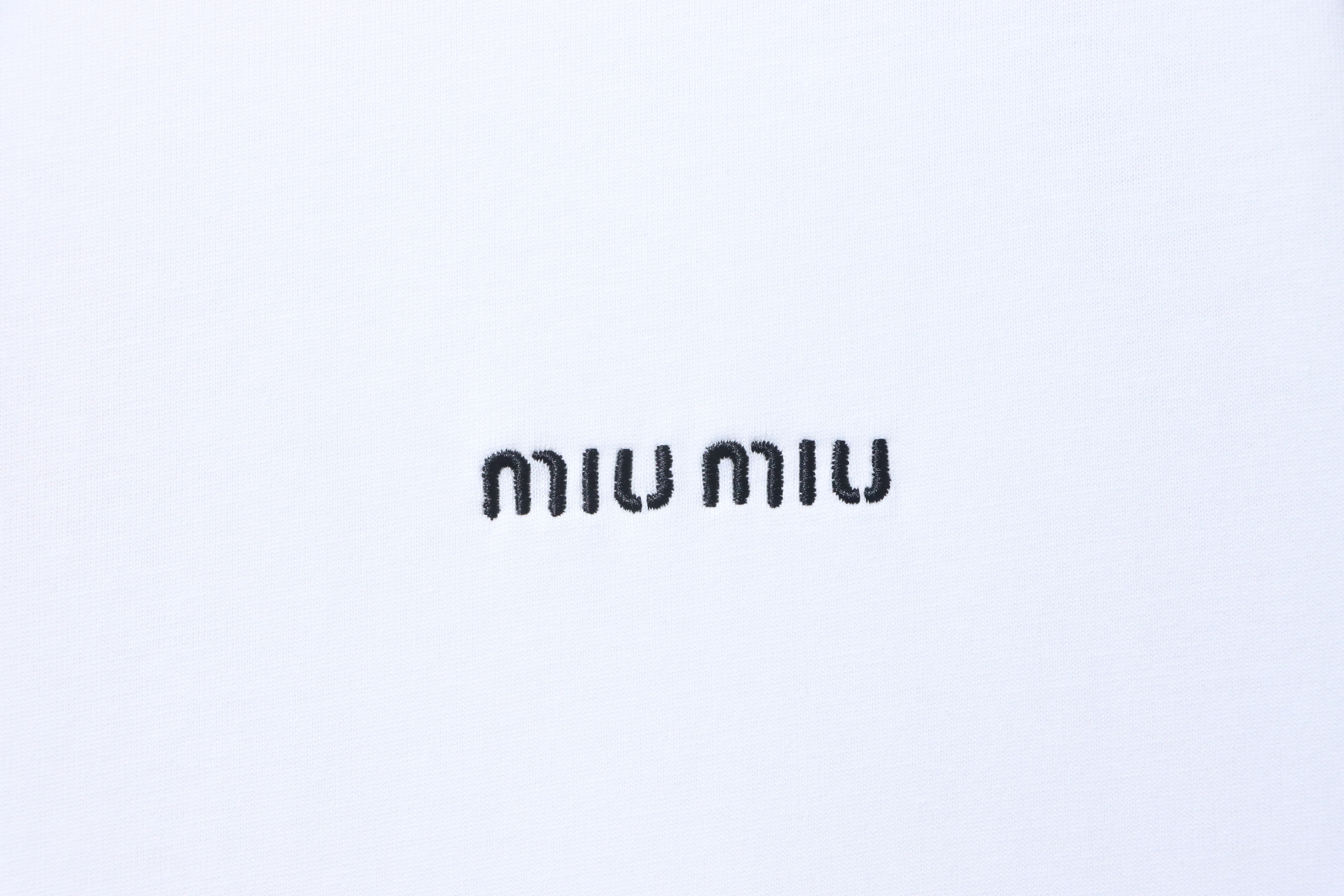 Miu Miu Classic Embroidered Logo Letter T-Shirt Style 1