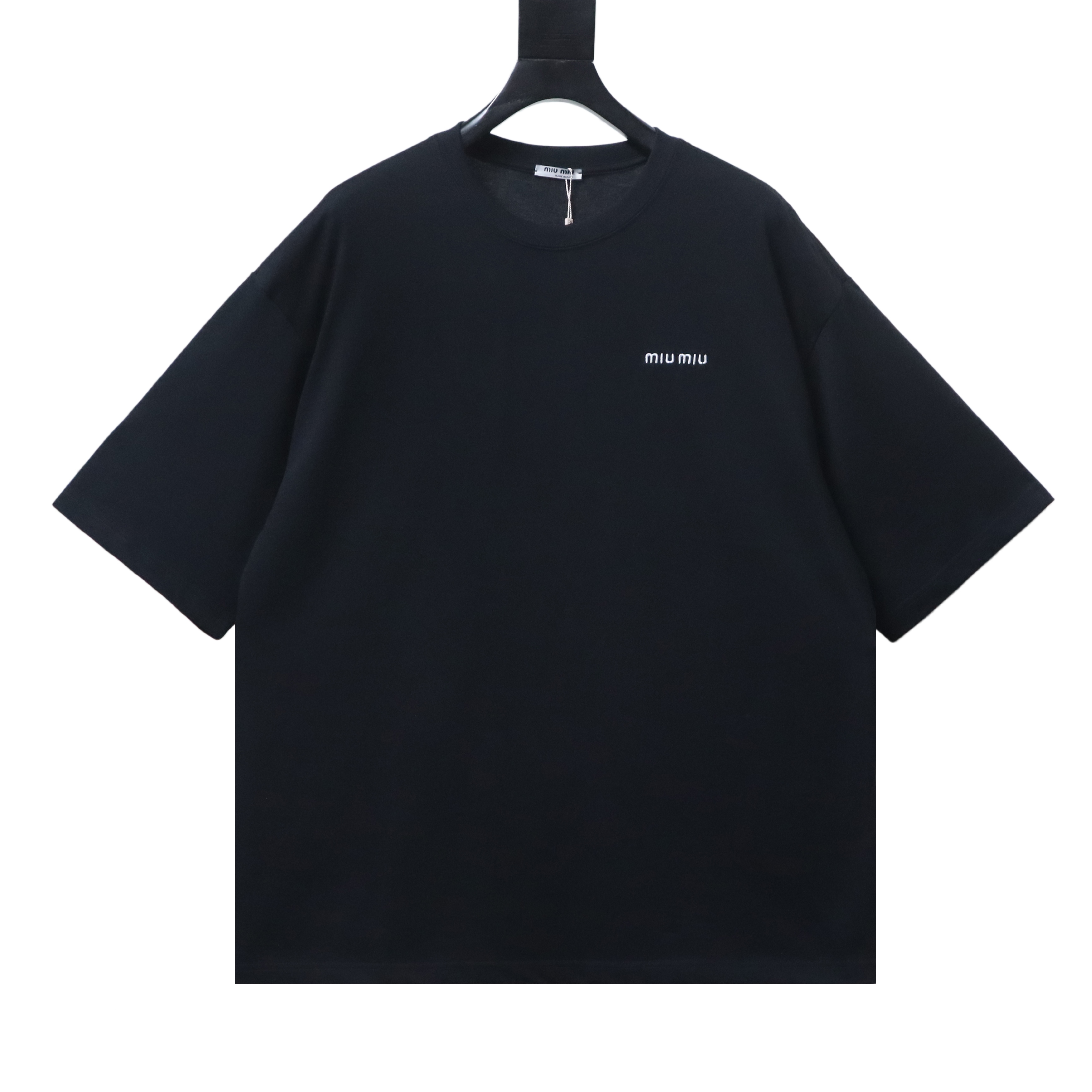 Miu Miu Classic Embroidered Logo Letter T-Shirt Style 2