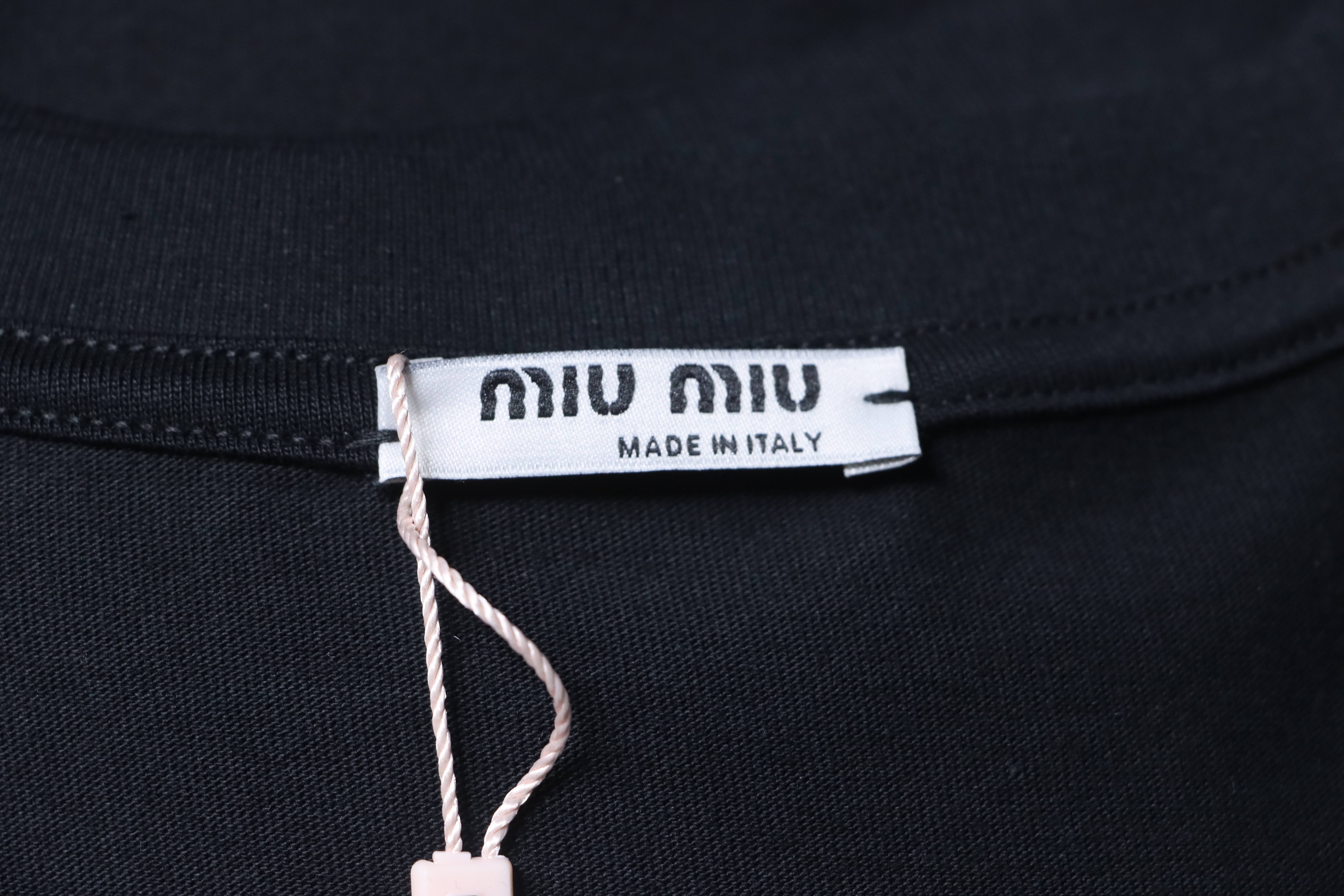 Miu Miu Classic Embroidered Logo Letter T-Shirt Style 2